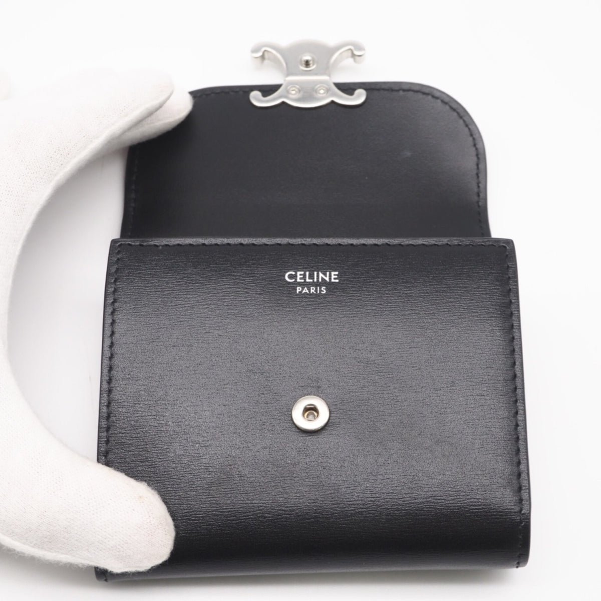 Celine Black Leather Wallet (Tri-Fold) (Pre-Owned)