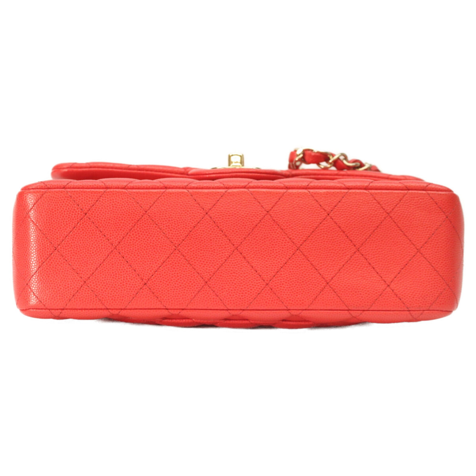 Chanel Red Color Grained Calfskin Shoulder Bag (Pre-Owned)