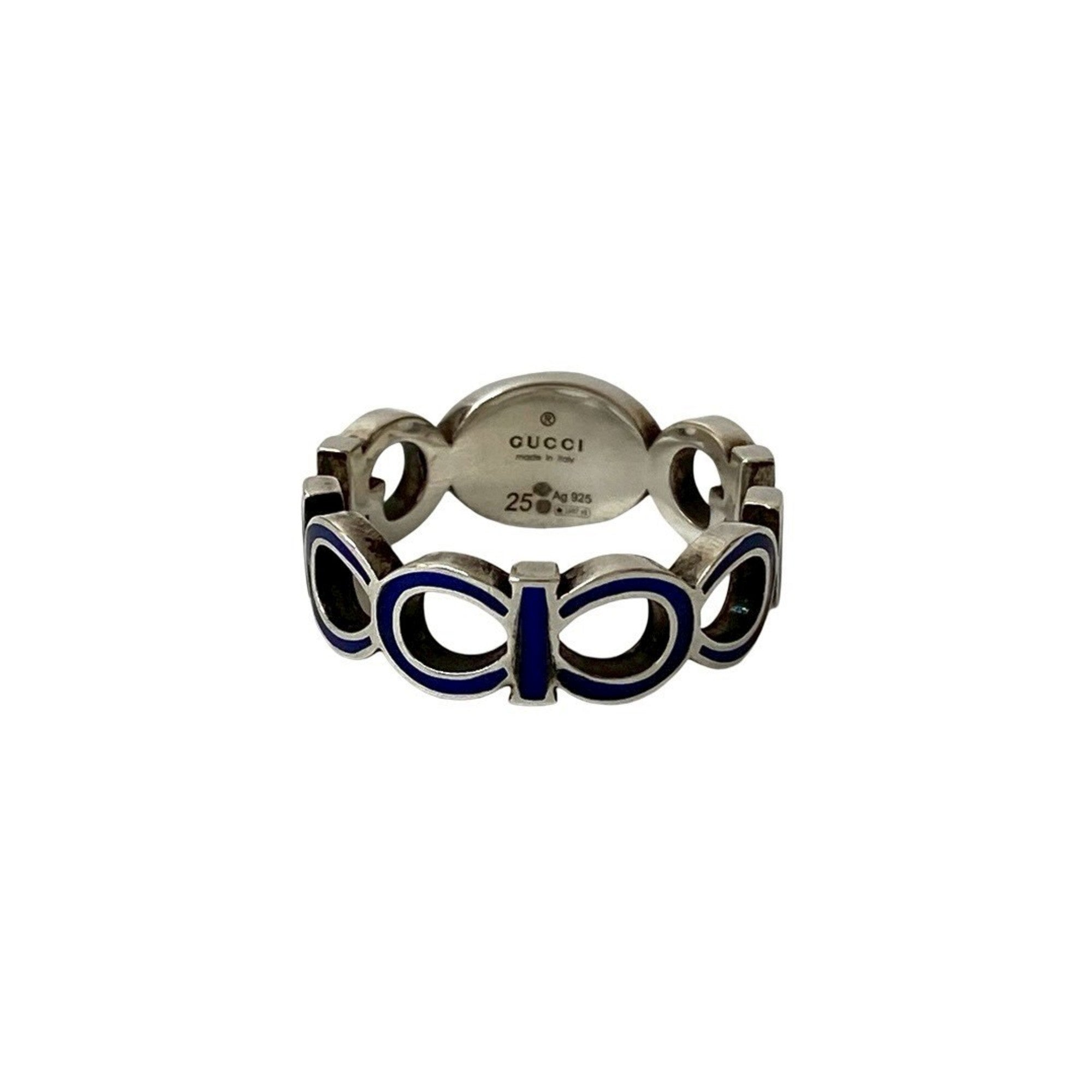 Gucci Silver Blue Silver 925 Band Ring (Pre-Owned)