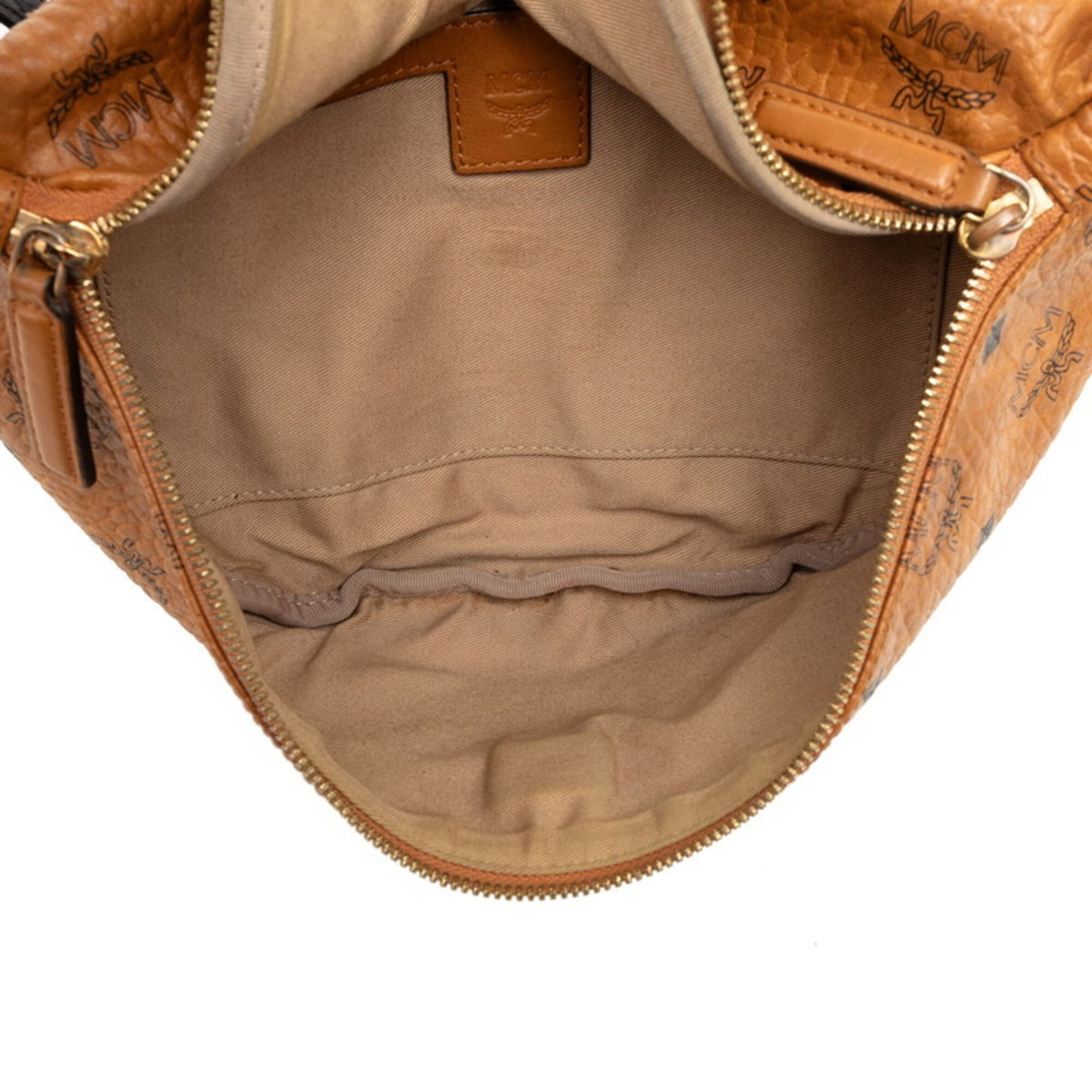 Mcm Visetos Brown Leather Shoulder Bag Sling Bag (Pre-Owned)