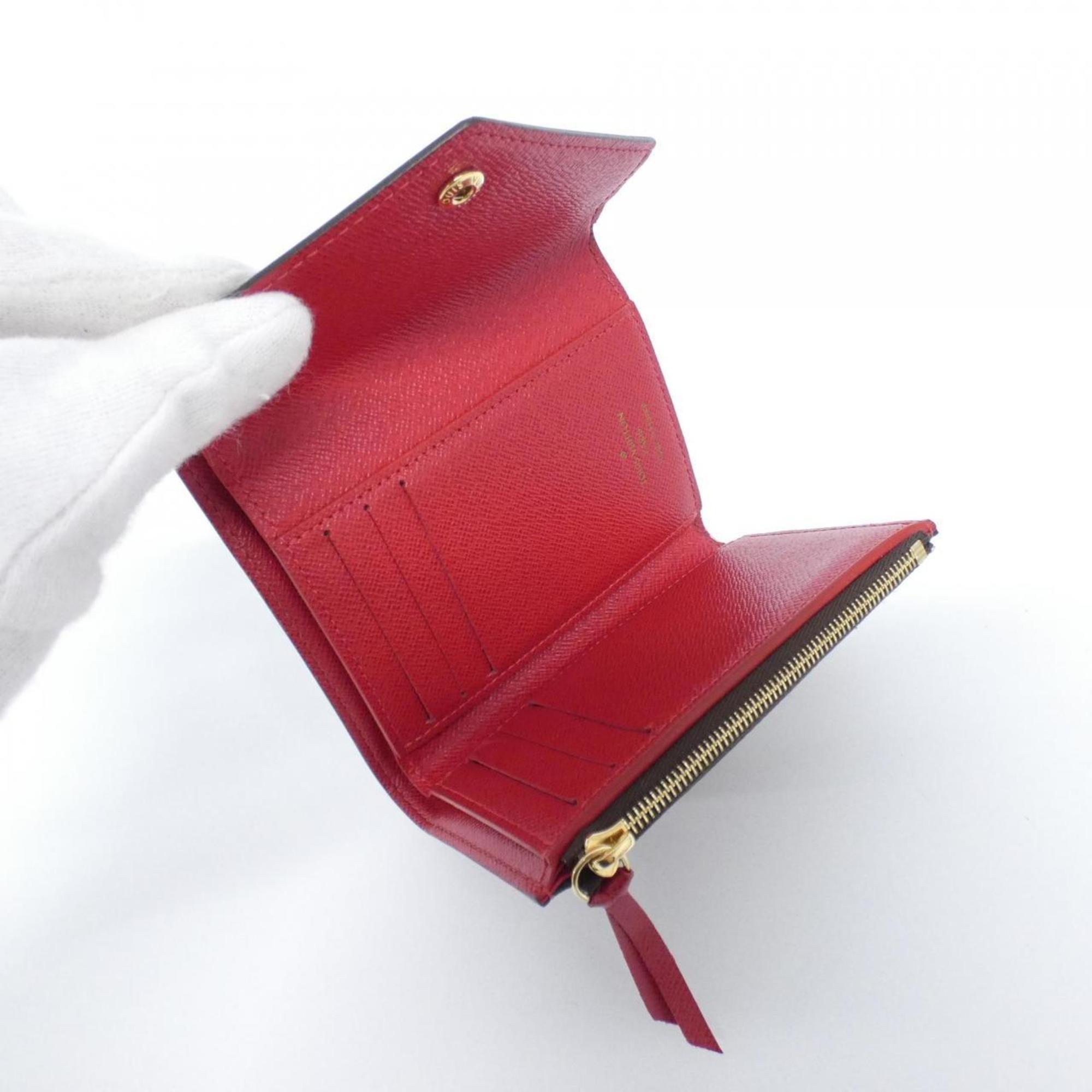 Louis Vuitton Ebene Rouge Coated Canvas Wallet (Tri-Fold) (Pre-Owned)