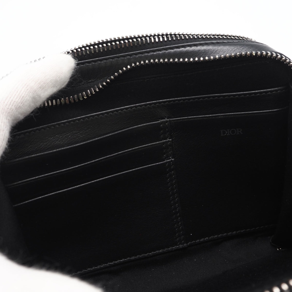Christian Dior Black Gray Coated Canvas Leather Shoulder Bag (Pre-Owned)