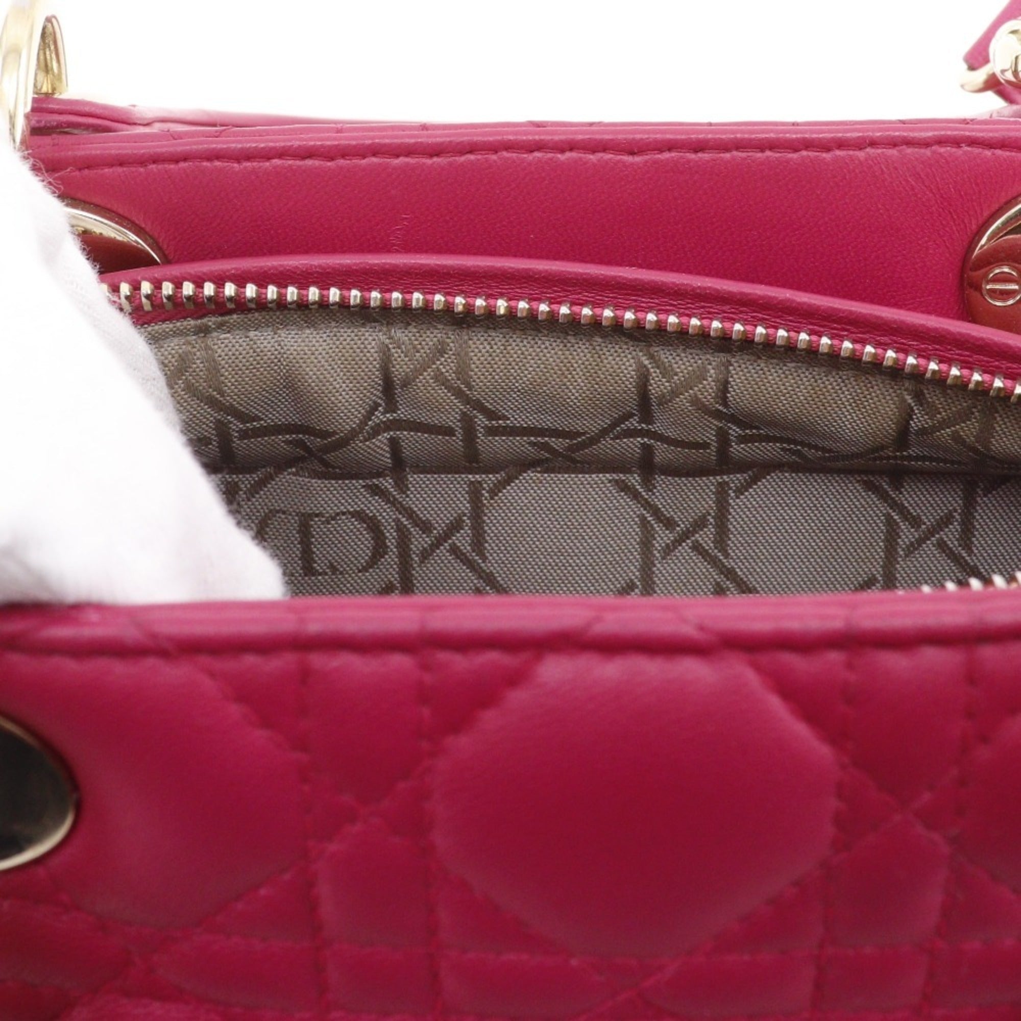 Christian Dior Lady Dior Pink Leather Handbag (Pre-Owned)