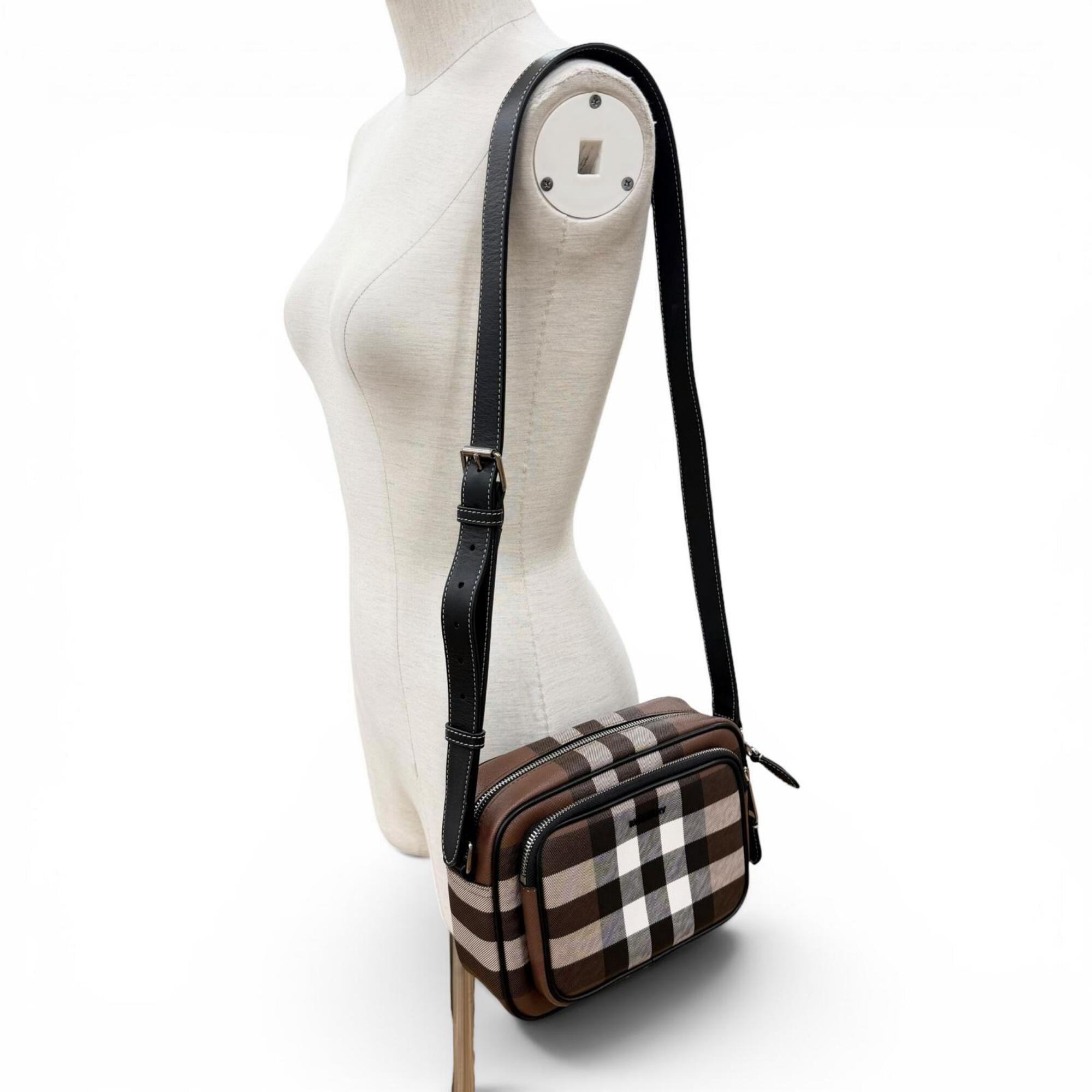 Burberry Brown Elastane Cotton Leather Polyester Shoulder Bag (Pre-Owned)