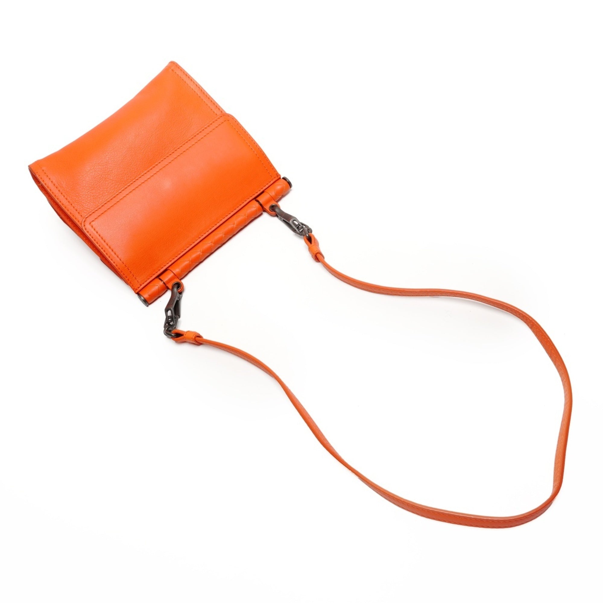 Bottega Veneta Intrecciato Orange Intrecciato Shoulder Bag (Pre-Owned)