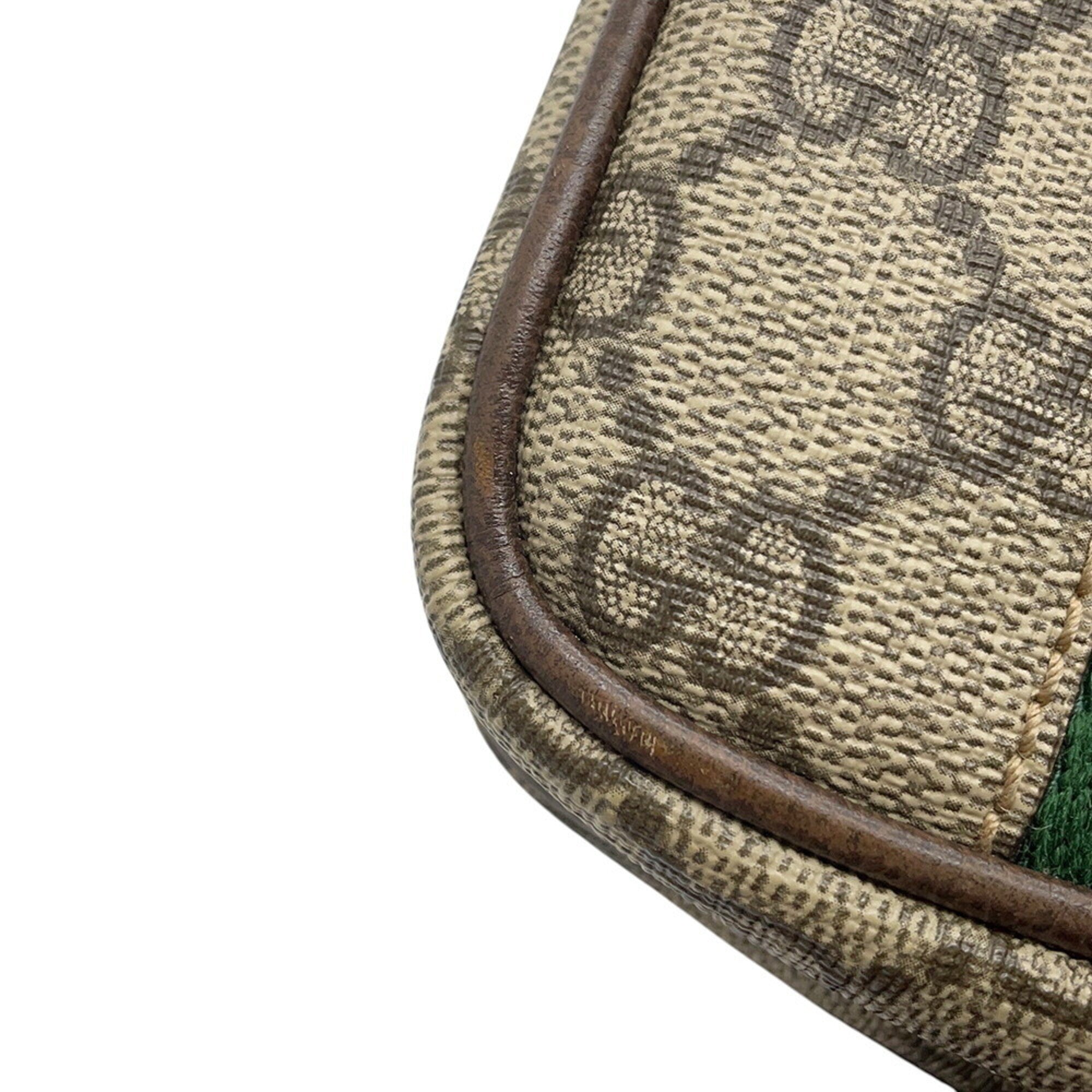 Gucci Ophidia Beige Green Red Color Gg Supreme Leather Canvas Sling Bag (Pre-Owned)