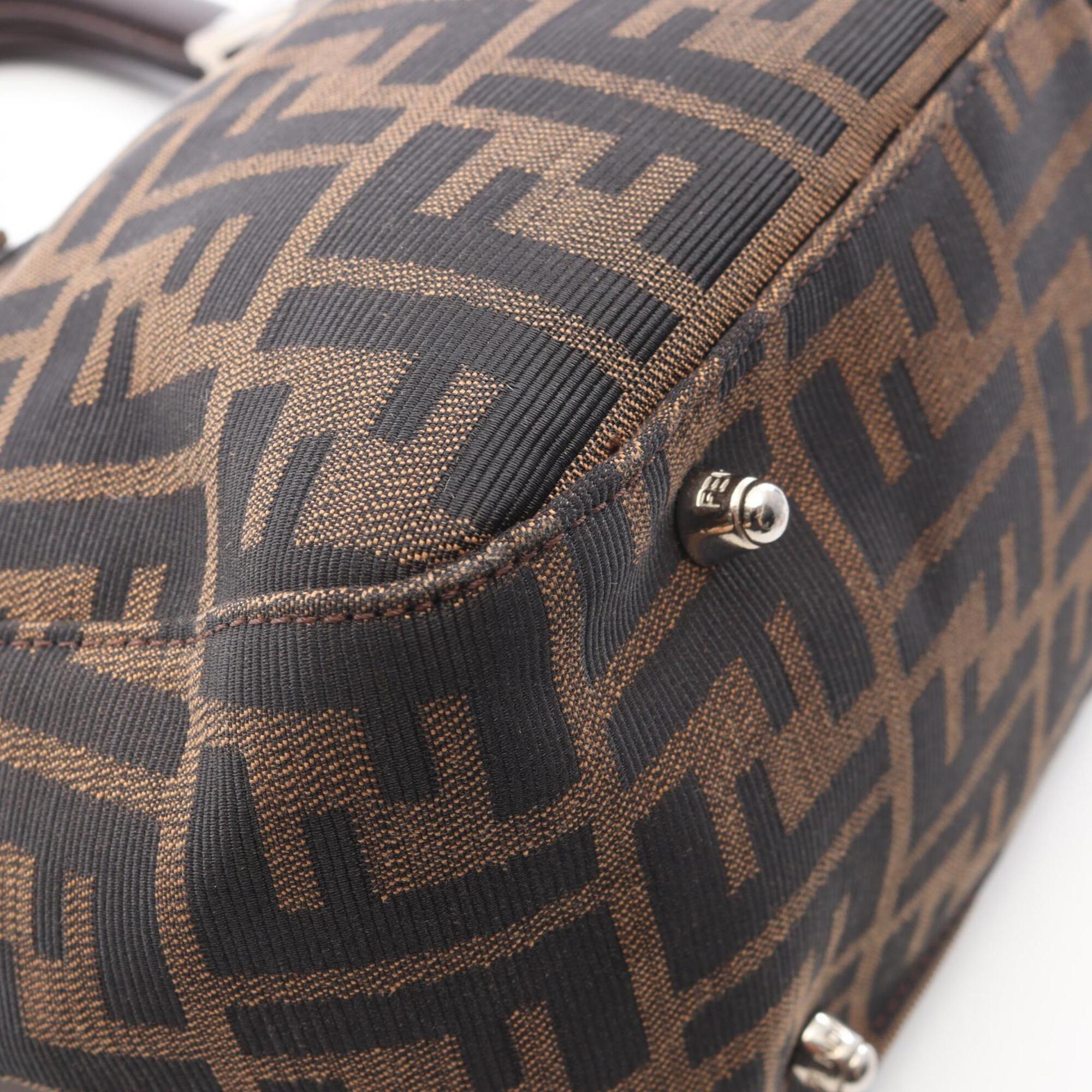 Fendi Brown Canvas Leather Handbag Tote Bag (Pre-Owned)