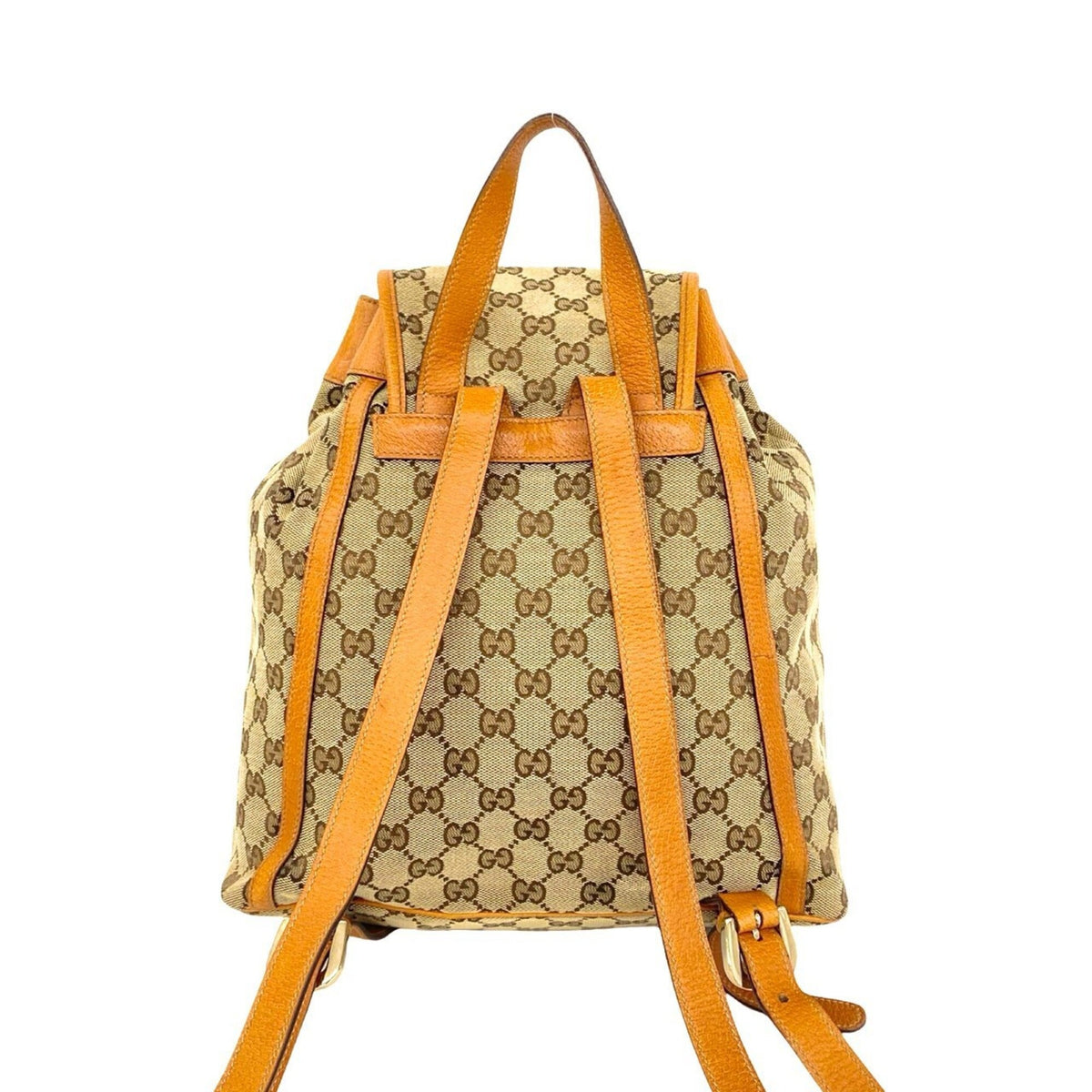 Gucci Brown Canvas Leather Backpack (Pre-Owned)