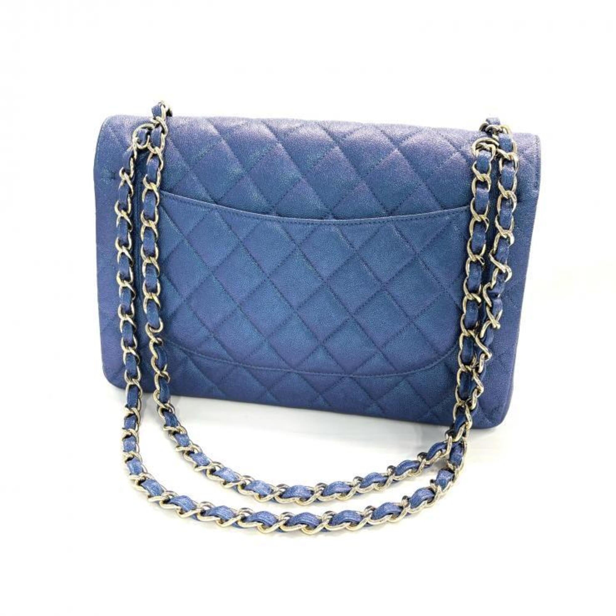 Chanel Blue Grained Calfskin Shoulder Bag (Pre-Owned)