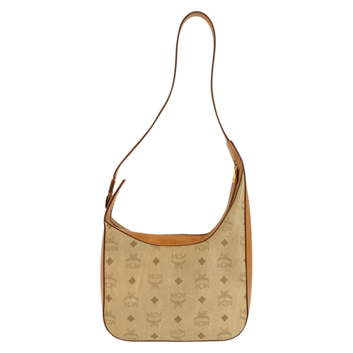 Mcm Beige Brown Leather Shoulder Bag (Pre-Owned)