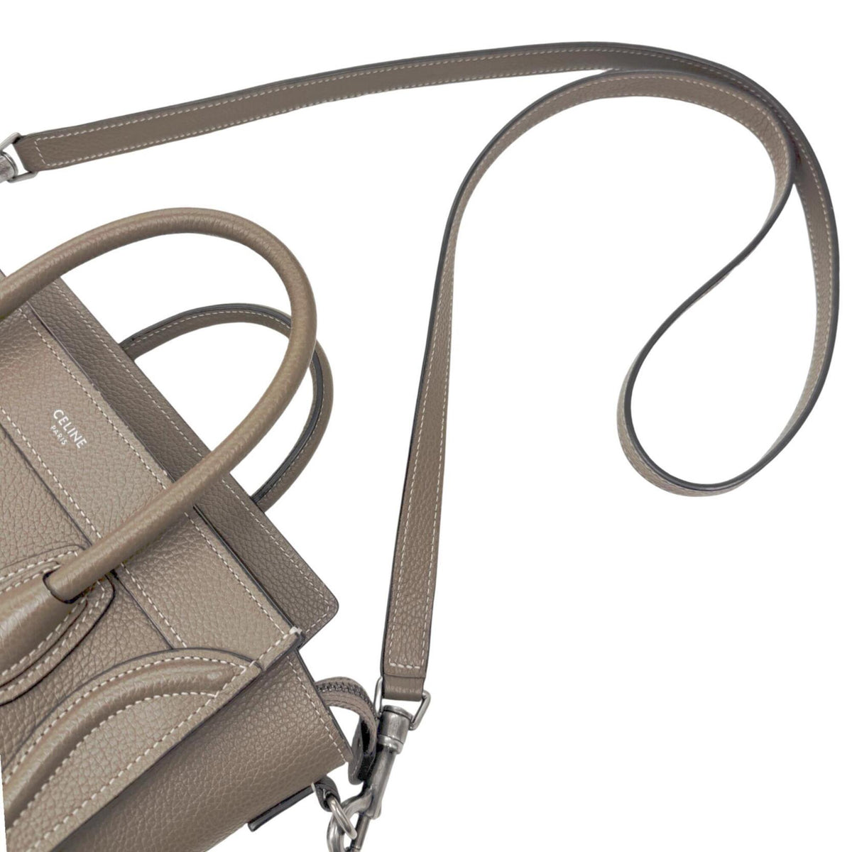 Celine Luggage Gray Beige Leather Handbag Shoulder Bag (Pre-Owned)