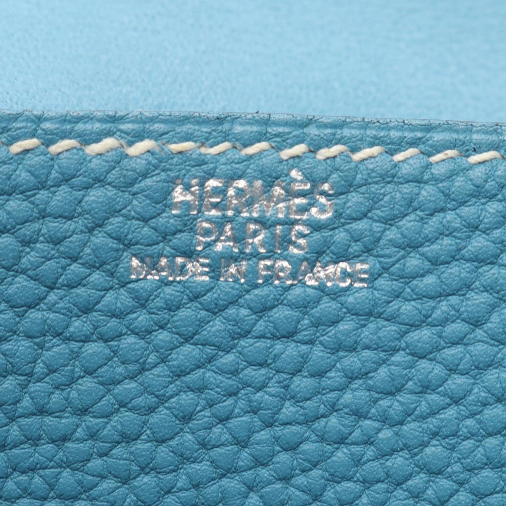Hermes Blue Blue Jean Togo Leather Leather Fanny Pack Handbag (Pre-Owned)
