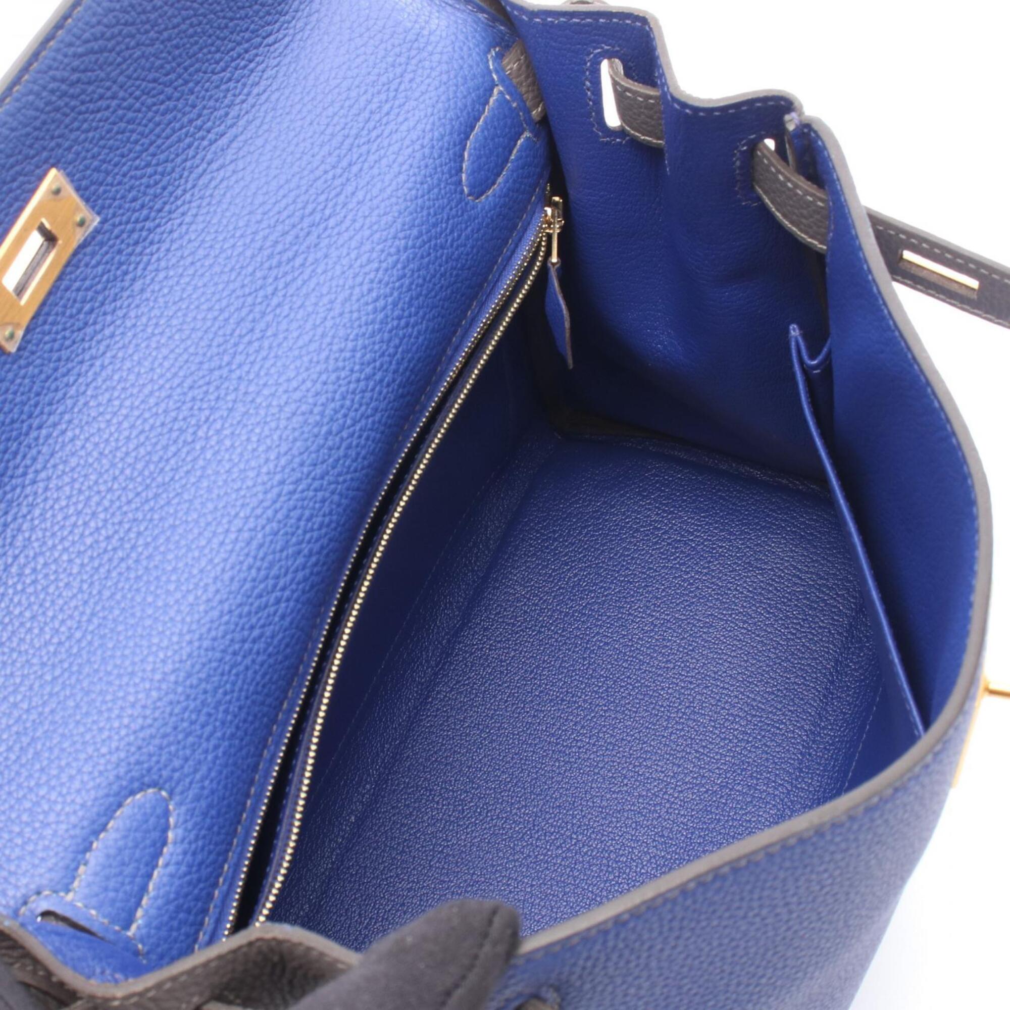 Hermes Blue Gray Togo Leather Handbag (Pre-Owned)