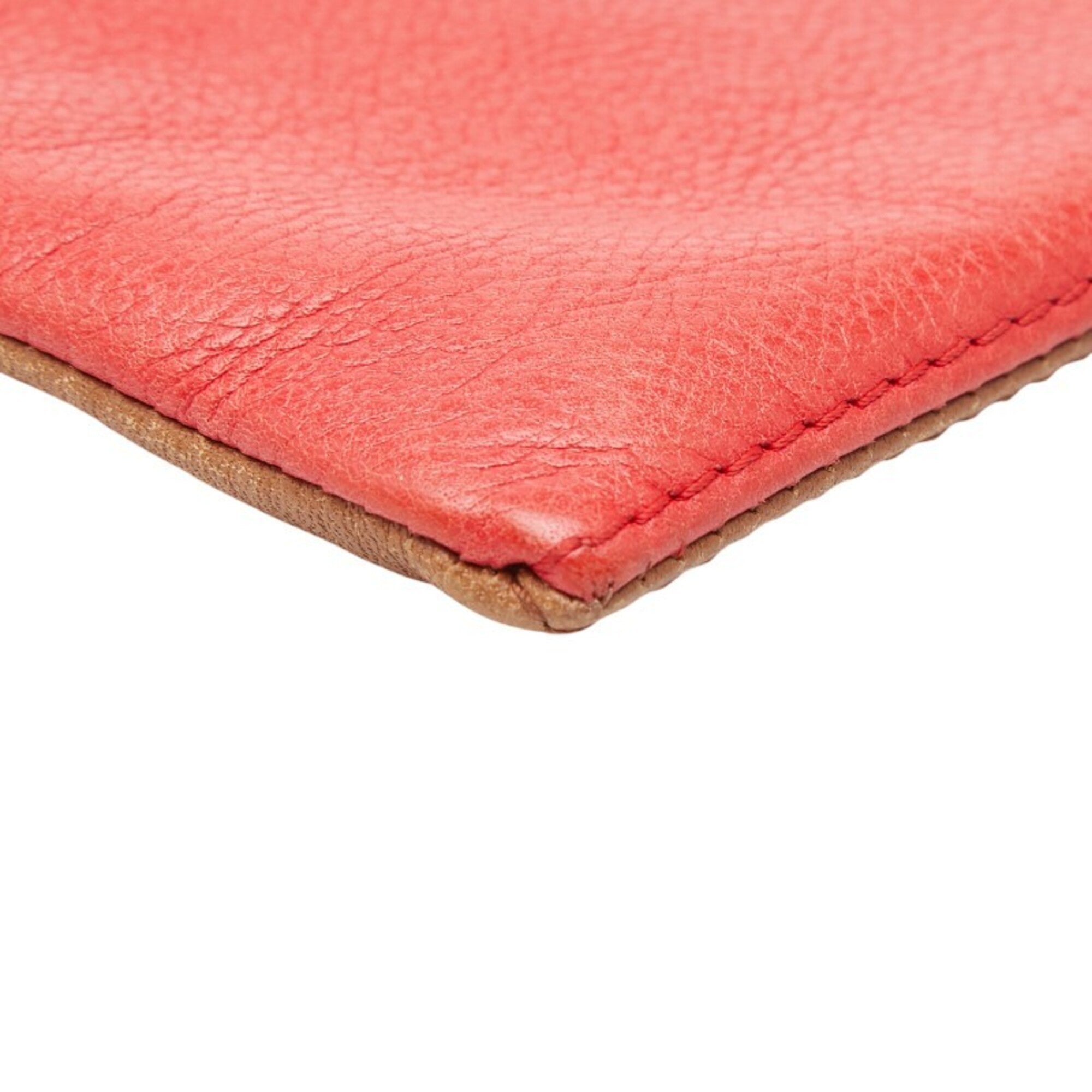 Fendi Red Brown Leather Pouch (Pre-Owned)