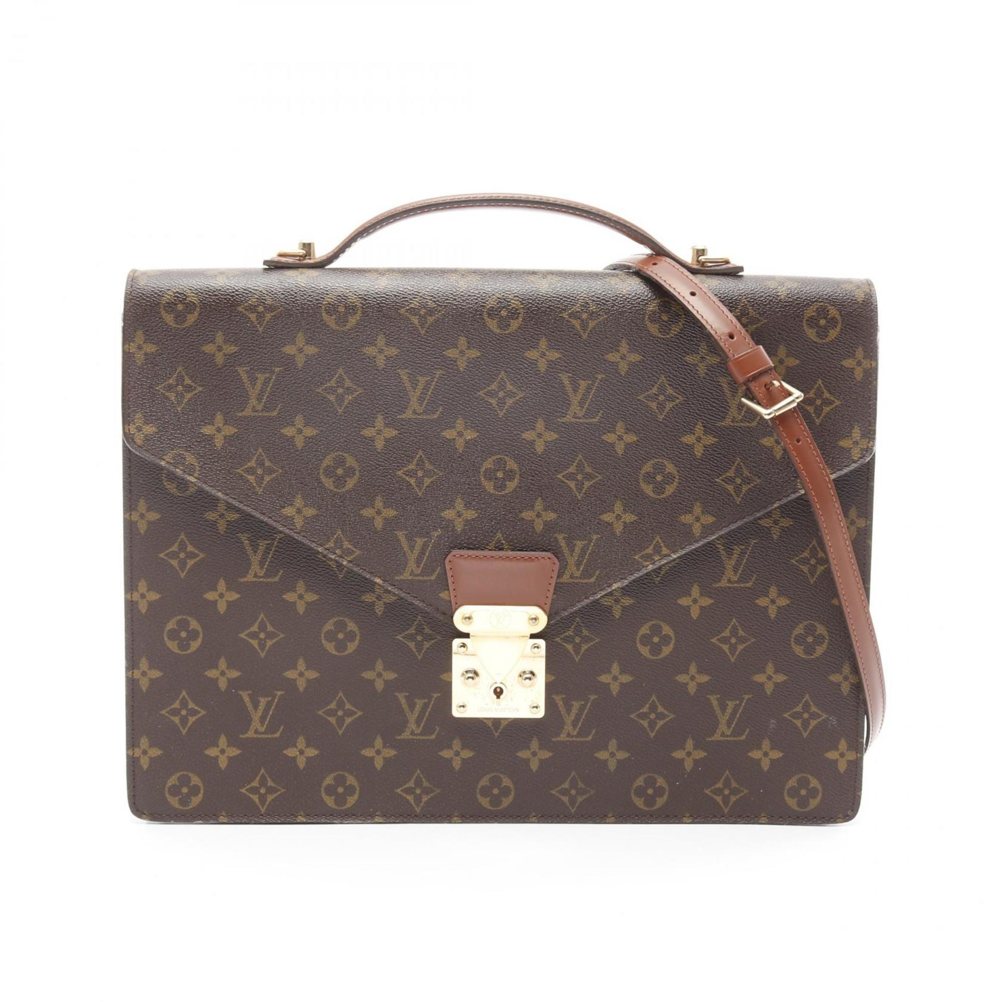 Louis Vuitton Brown Coated Canvas Pvc Monogram Leather Briefcase (Pre-Owned)