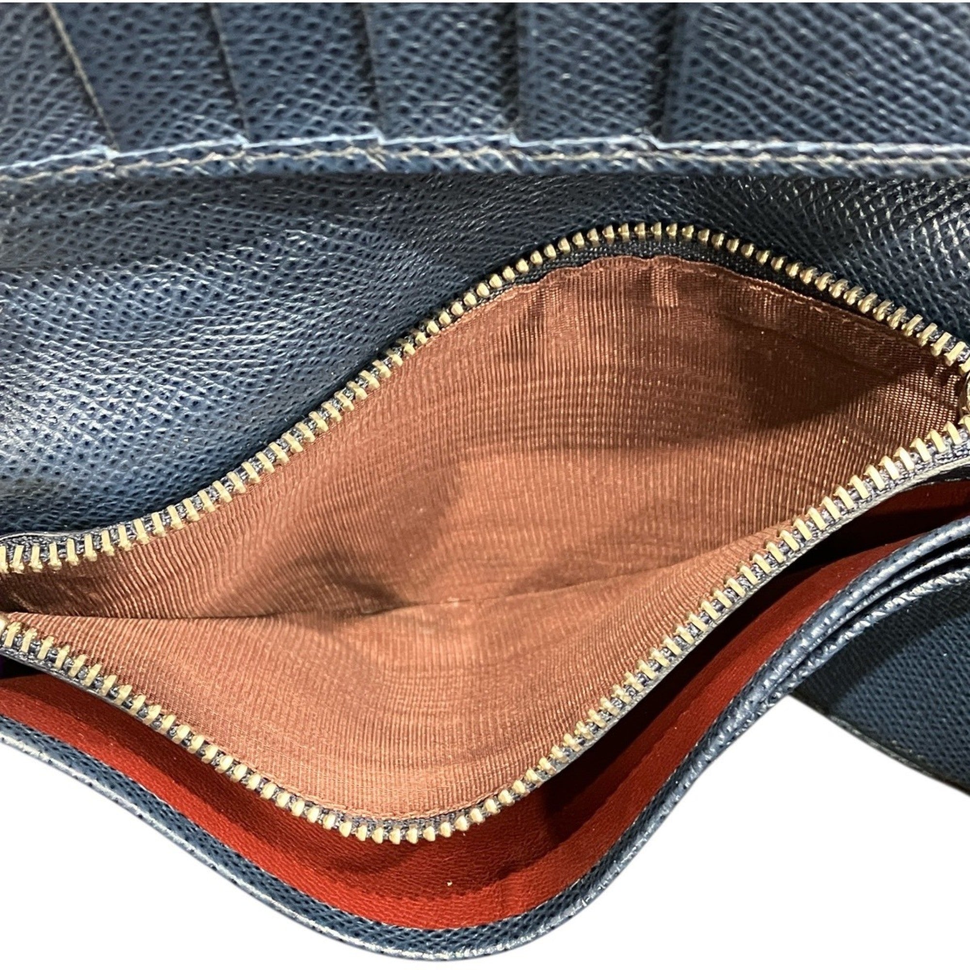 Bvlgari Navy Leather Long Wallet (Bi-Fold) (Pre-Owned)