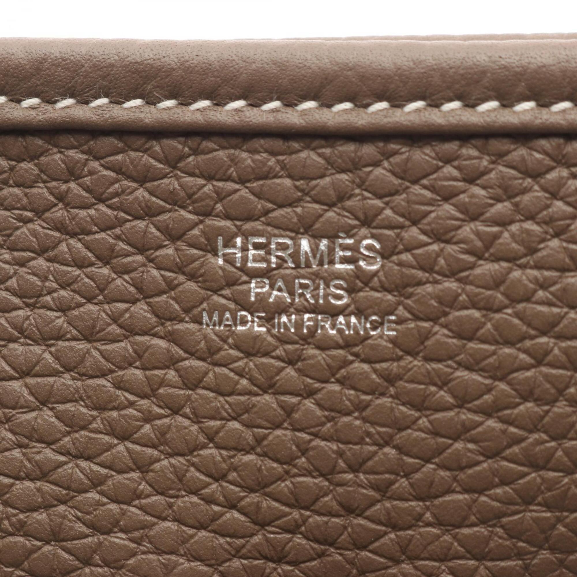 Hermes Gray Taurillon Clemence Leather Handbag Shoulder Bag (Pre-Owned)