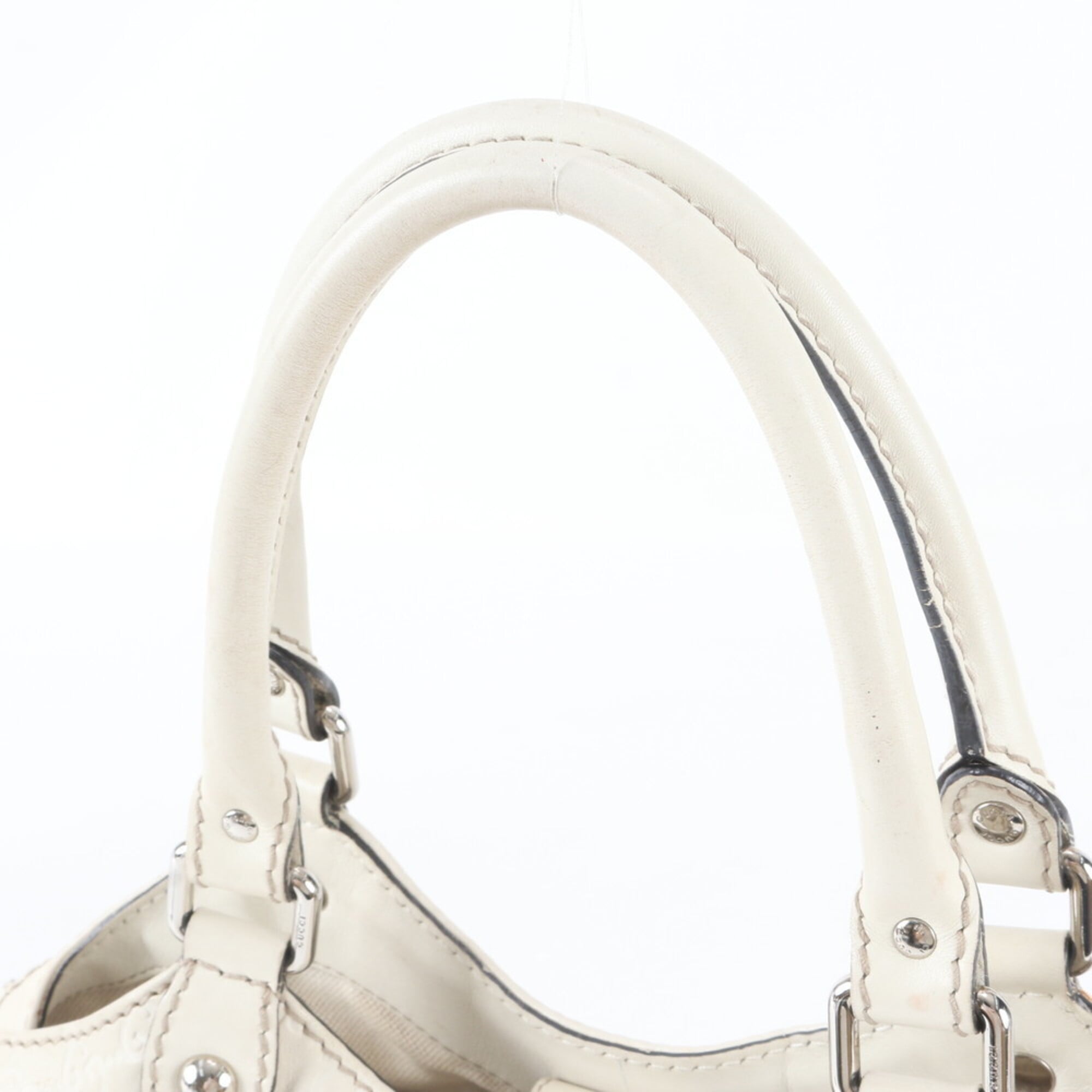 Gucci Ivory Leather Handbag Shoulder Bag Tote Bag (Pre-Owned)