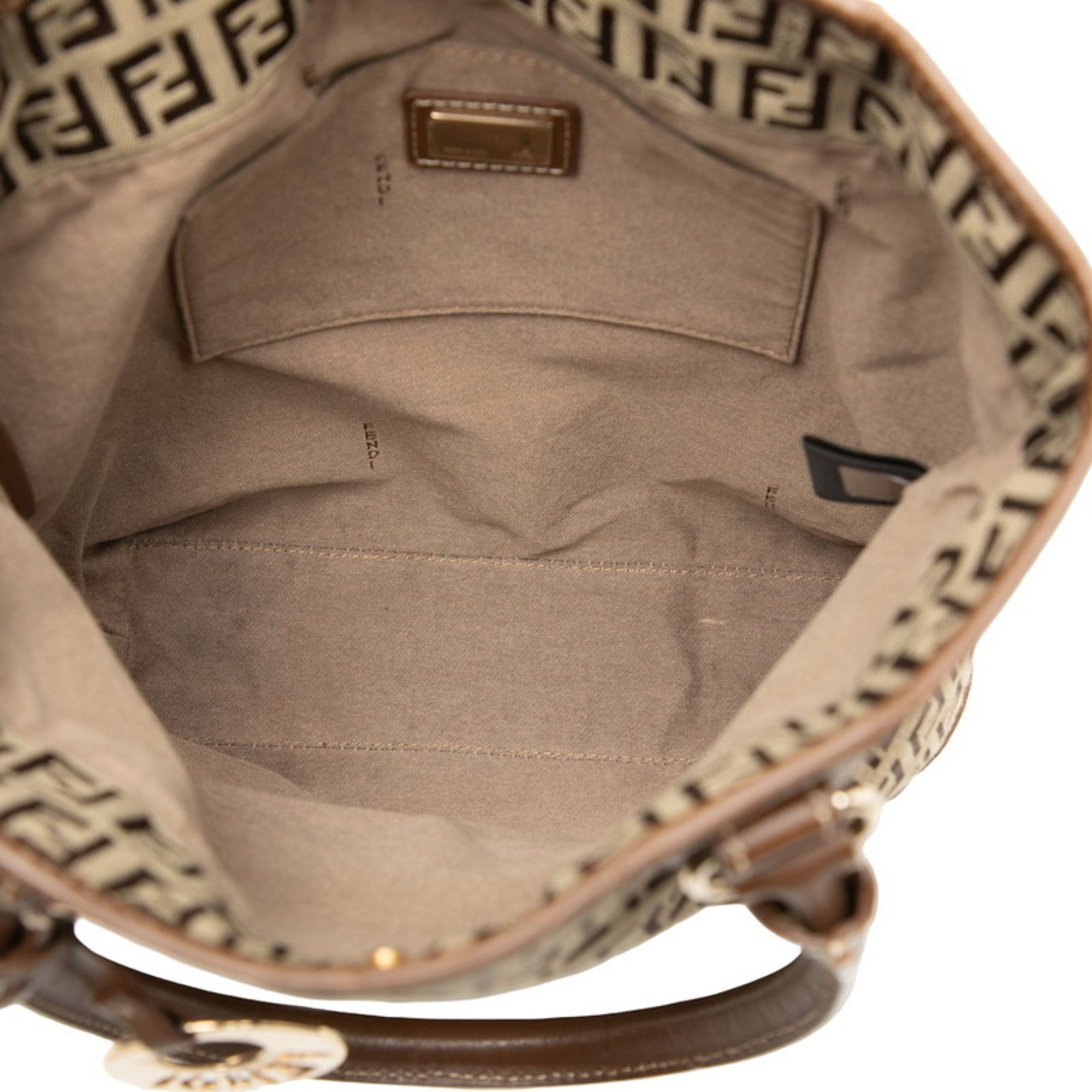 Fendi Beige Brown Zucchino Handbag Tote Bag (Pre-Owned)