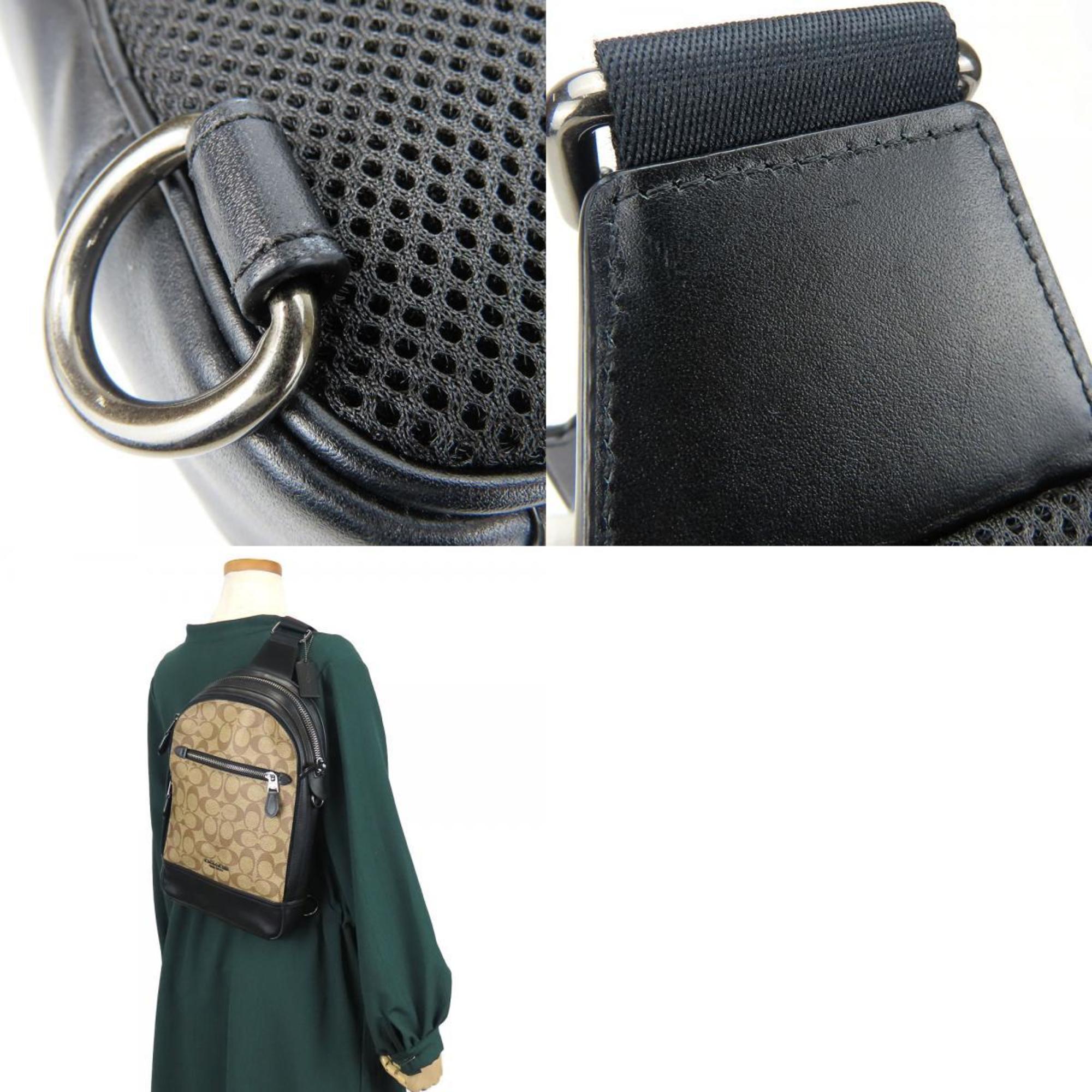 Coach Black Khaki Pvc Leather Shoulder Bag Sling Bag (Pre-Owned)