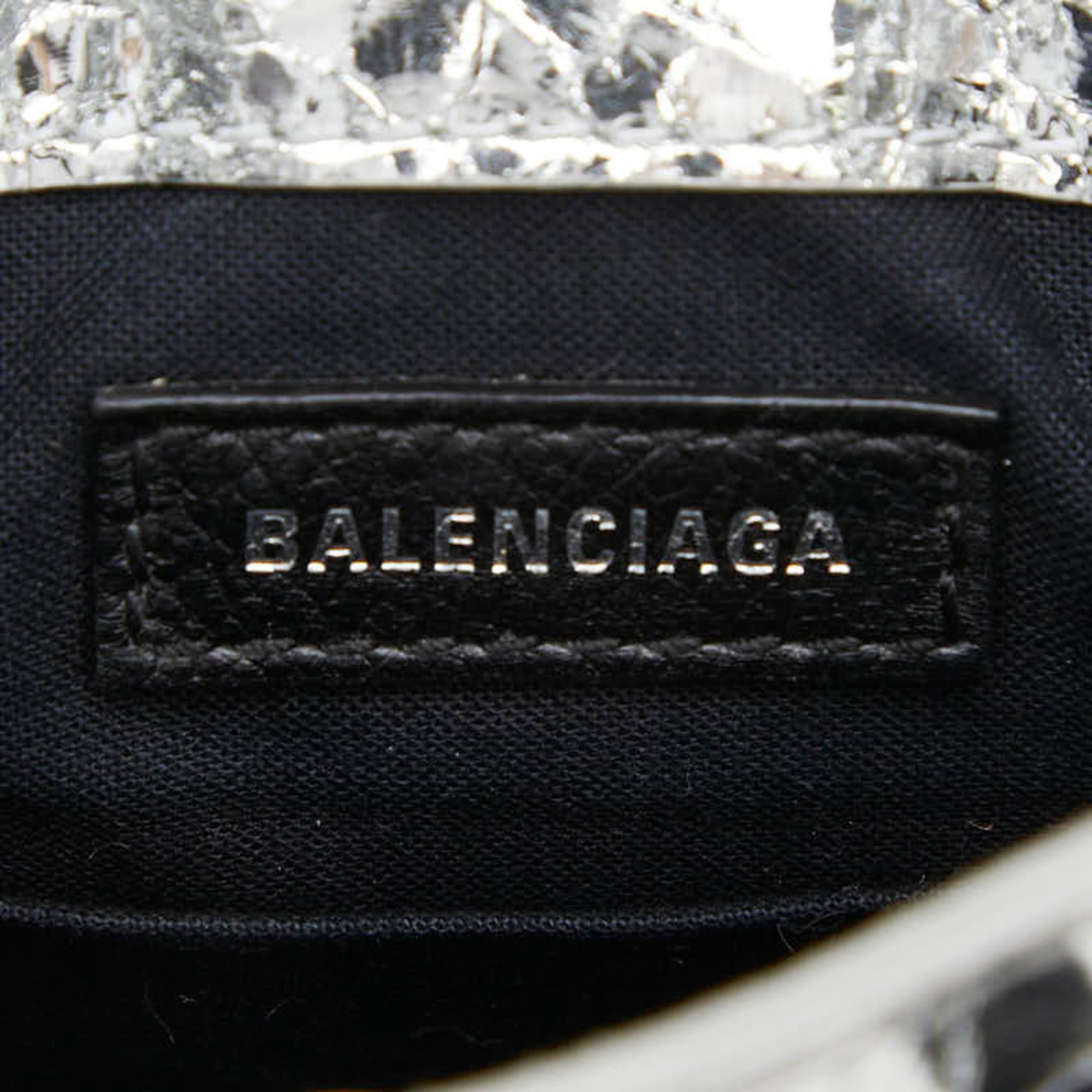 Balenciaga Black Silver Leather Handbag Shoulder Bag (Pre-Owned)