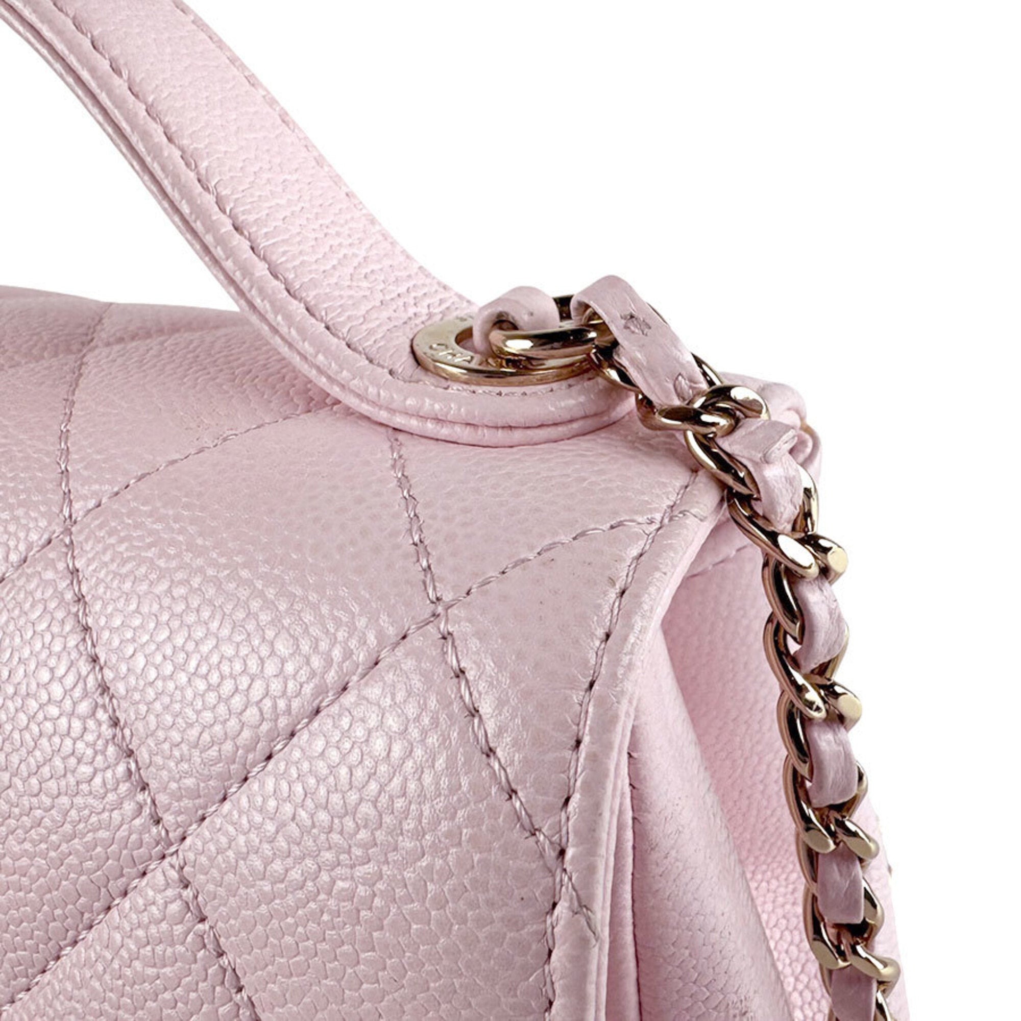 Chanel Light Pink Grained Calfskin Handbag Shoulder Bag (Pre-Owned)