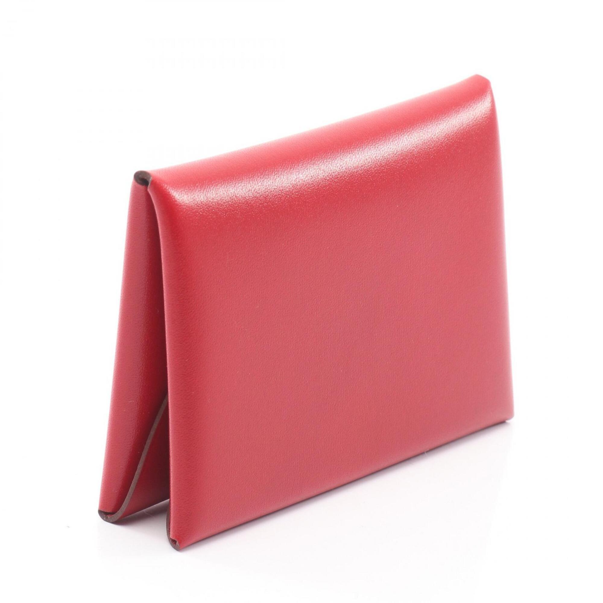 Hermes Red Color Box Calf Leather Coin Purse/Coin Case (Pre-Owned)