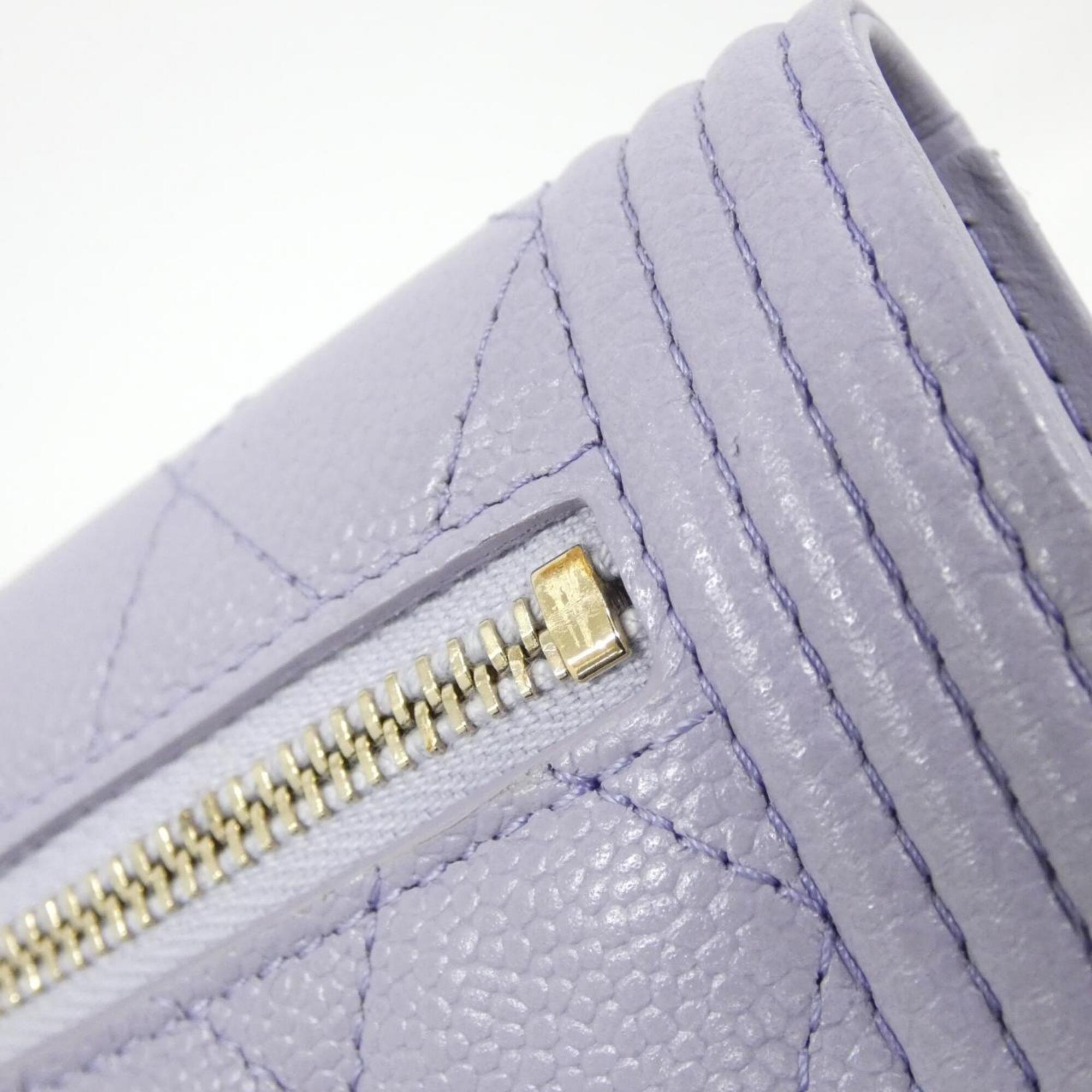 Chanel Light Purple Grained Calfskin Wallet (Tri-Fold) (Pre-Owned)