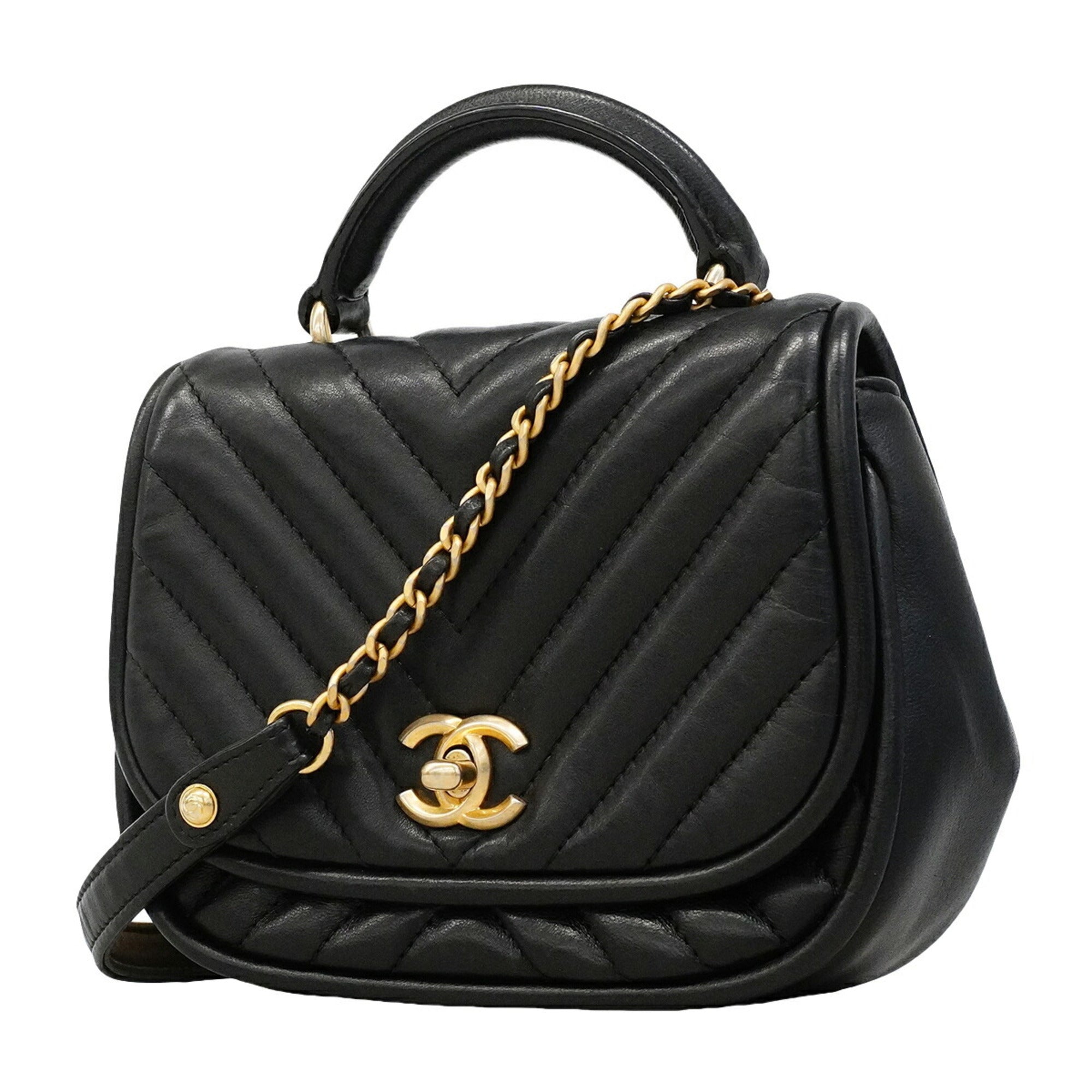 Chanel Black Leather Handbag (Pre-Owned)