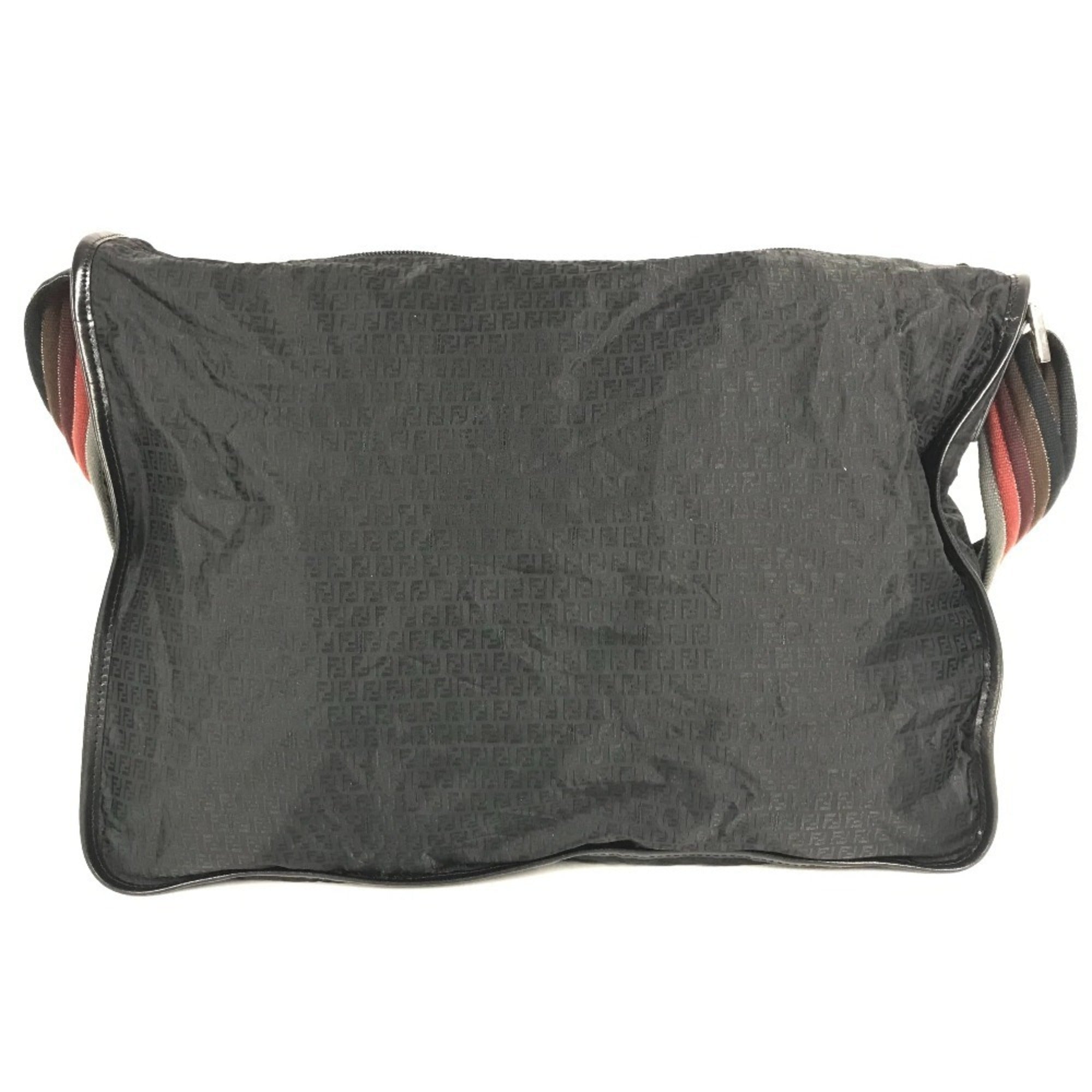 Fendi Black Leather Nylon Shoulder Bag (Pre-Owned)