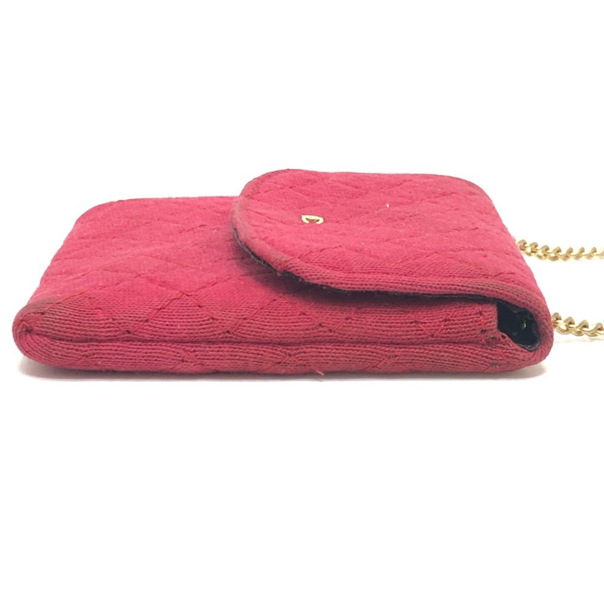 Chanel Red Color Jersey Pouch Shoulder Bag (Pre-Owned)