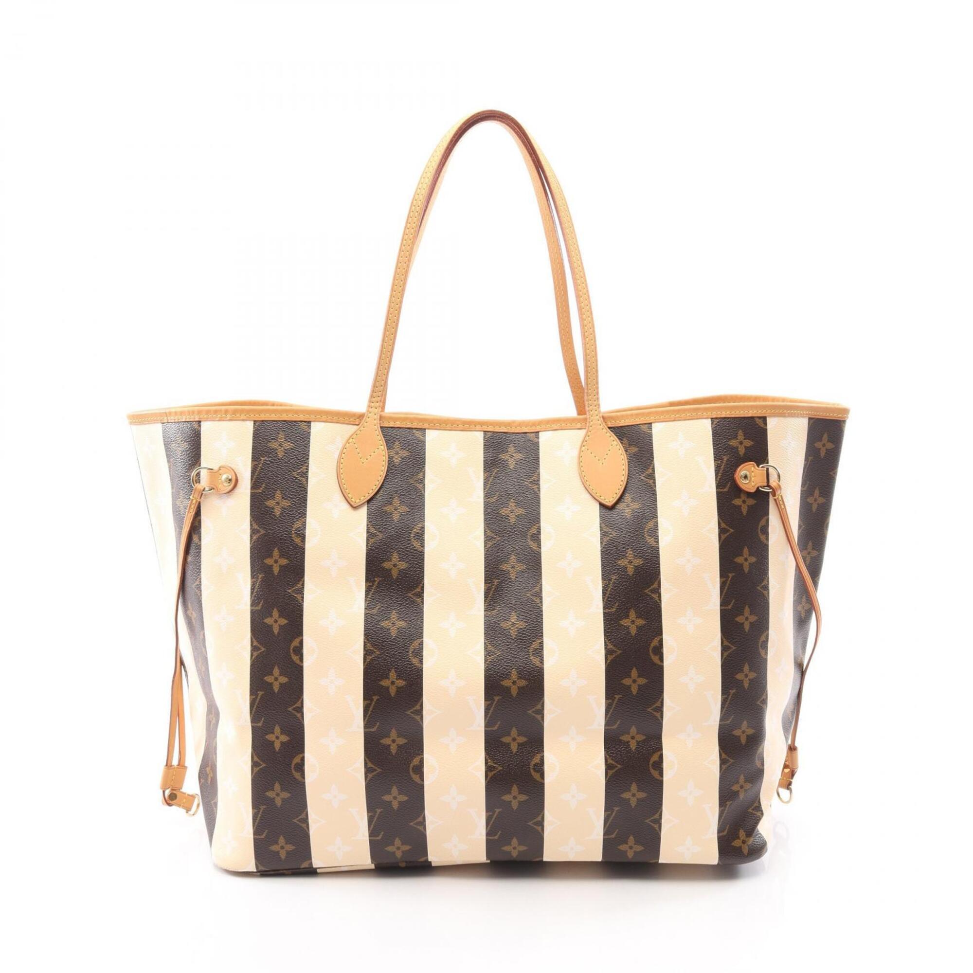 Louis Vuitton Beige Brown Coated Canvas Pvc Monogram Rayures Leather Handbag Tote Bag (Pre-Owned)