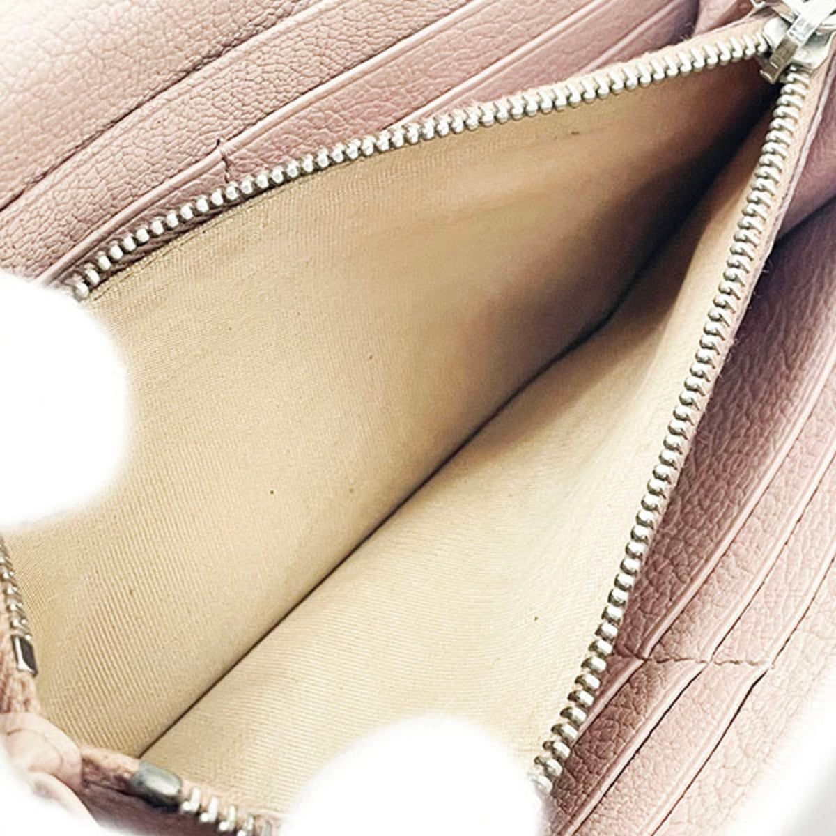 Miu Miu Beige Pink Pink Leather Long Wallet (Bi-Fold) (Pre-Owned)