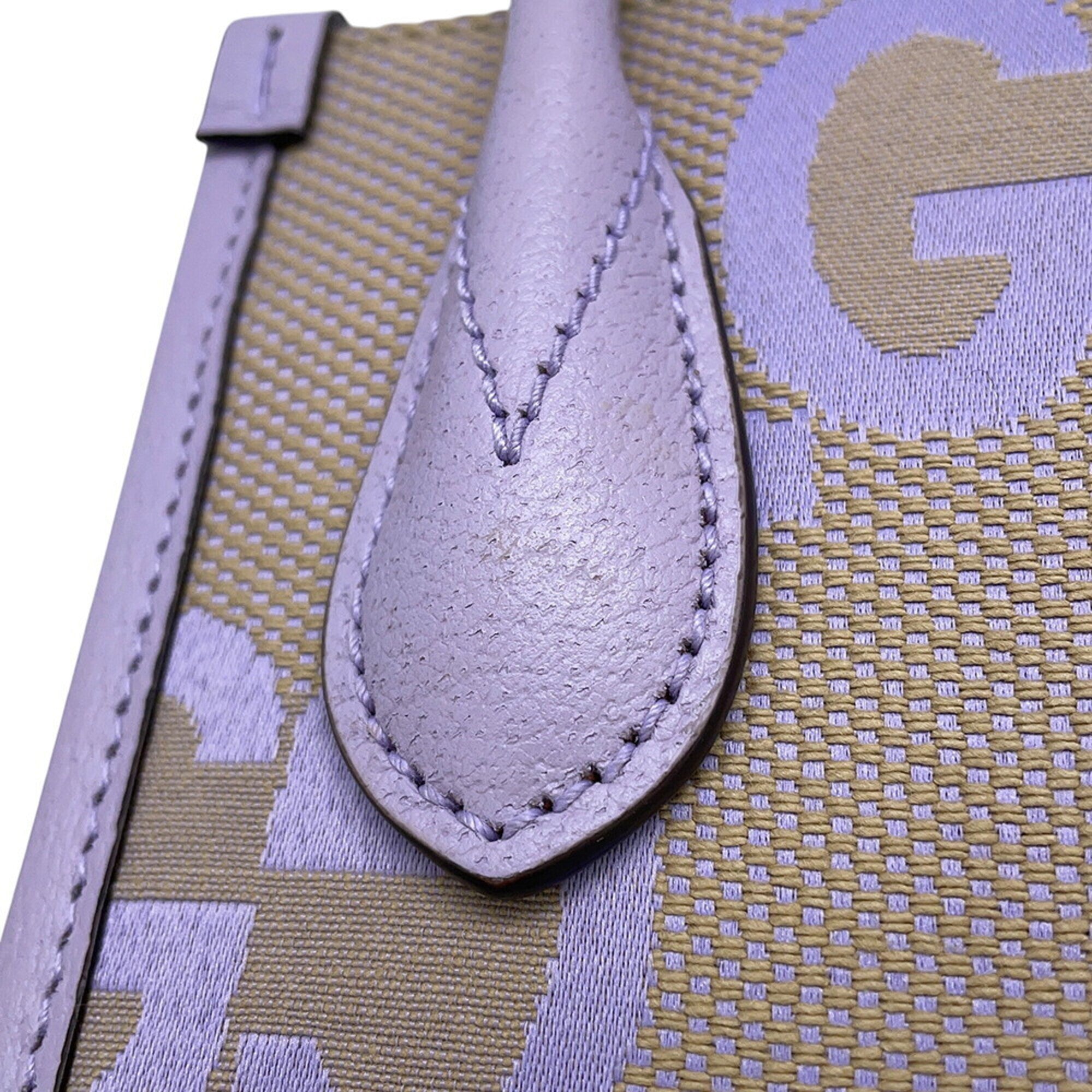 Gucci Beige Purple Gg Canvas Leather Handbag (Pre-Owned)