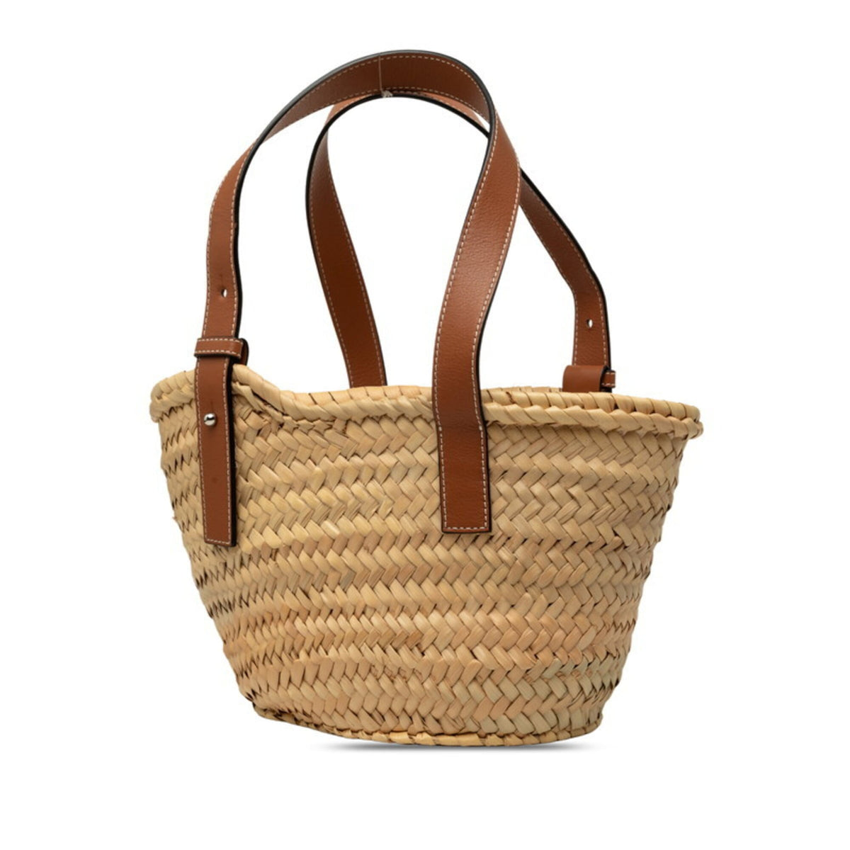Loewe Brown Raffia Leather Basket Handbag (Pre-Owned)