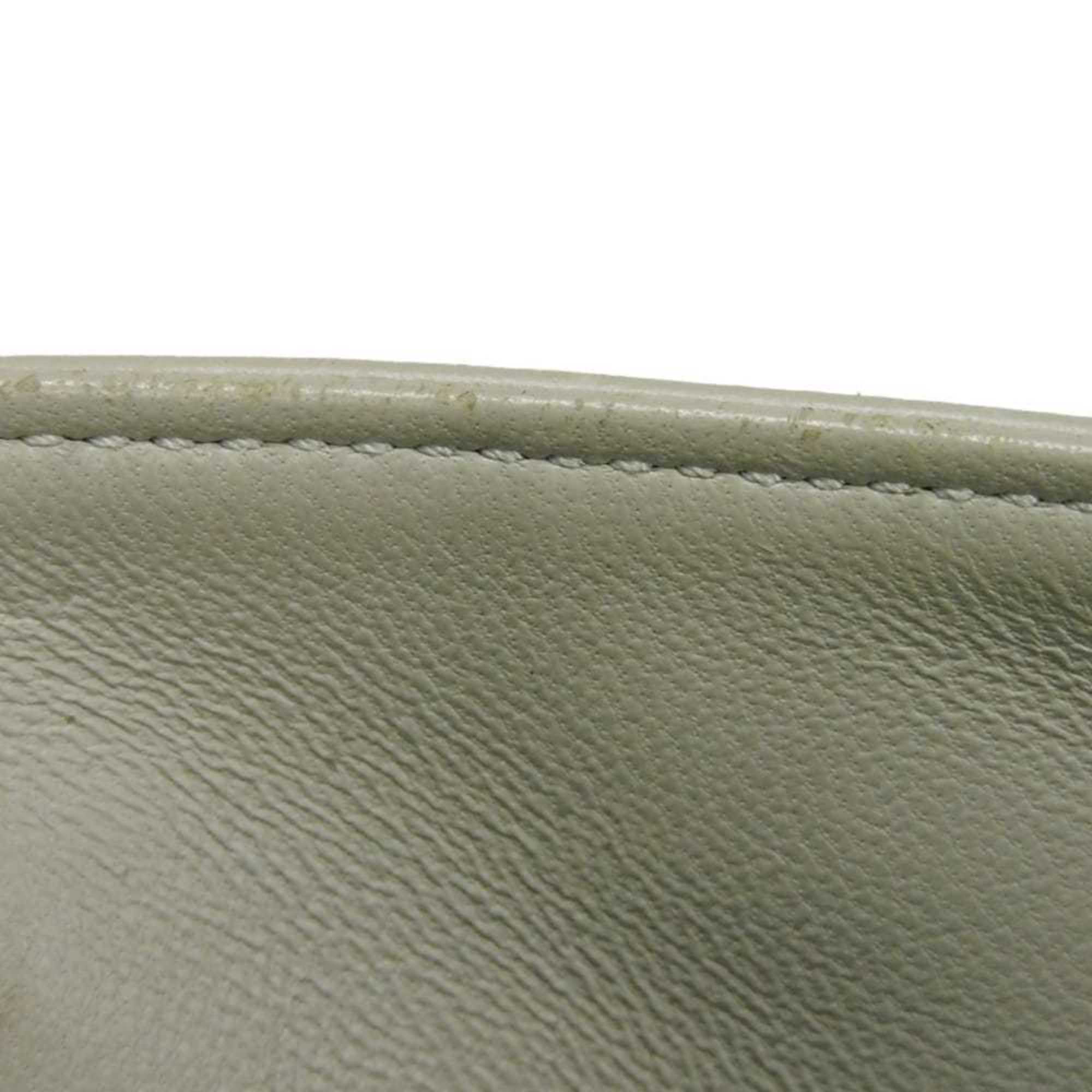 Celine Pale Gray Leather Pochette Shoulder Bag (Pre-Owned)