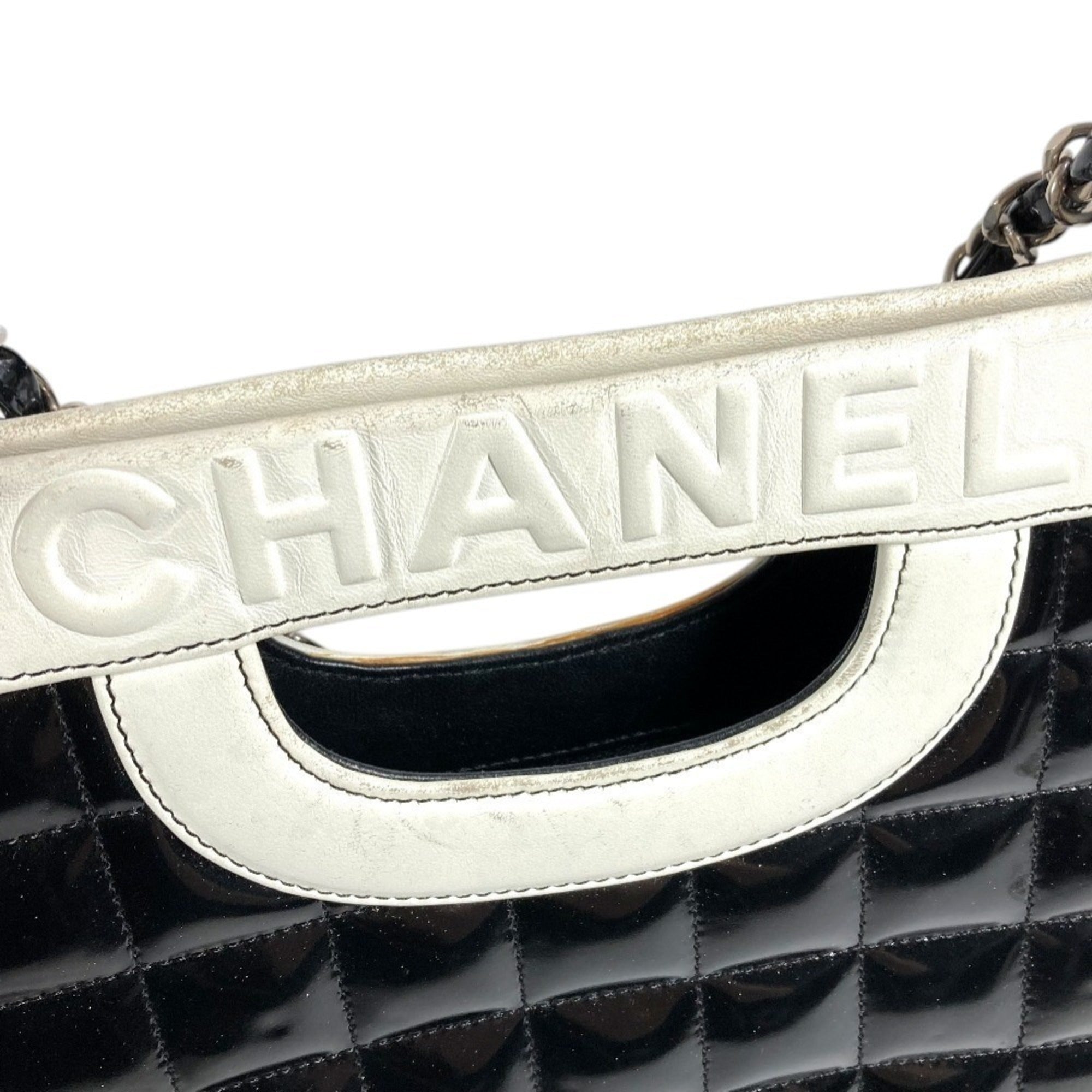 Chanel Chocolate Bar Black White Leather Shoulder Bag Tote Bag (Pre-Owned)