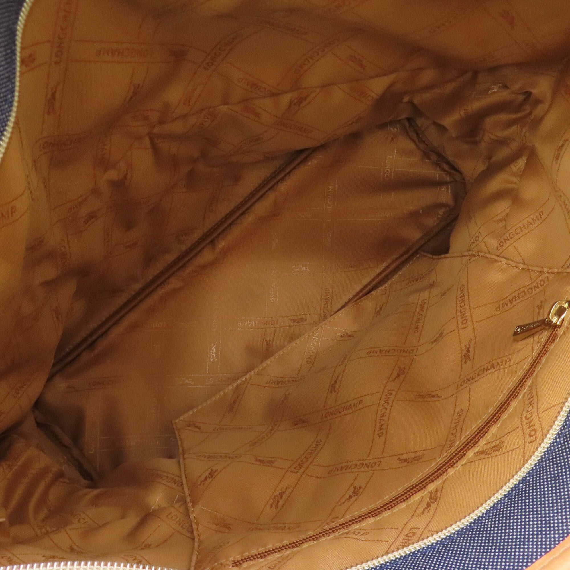 Longchamp Blue Brown Denim Handbag (Pre-Owned)