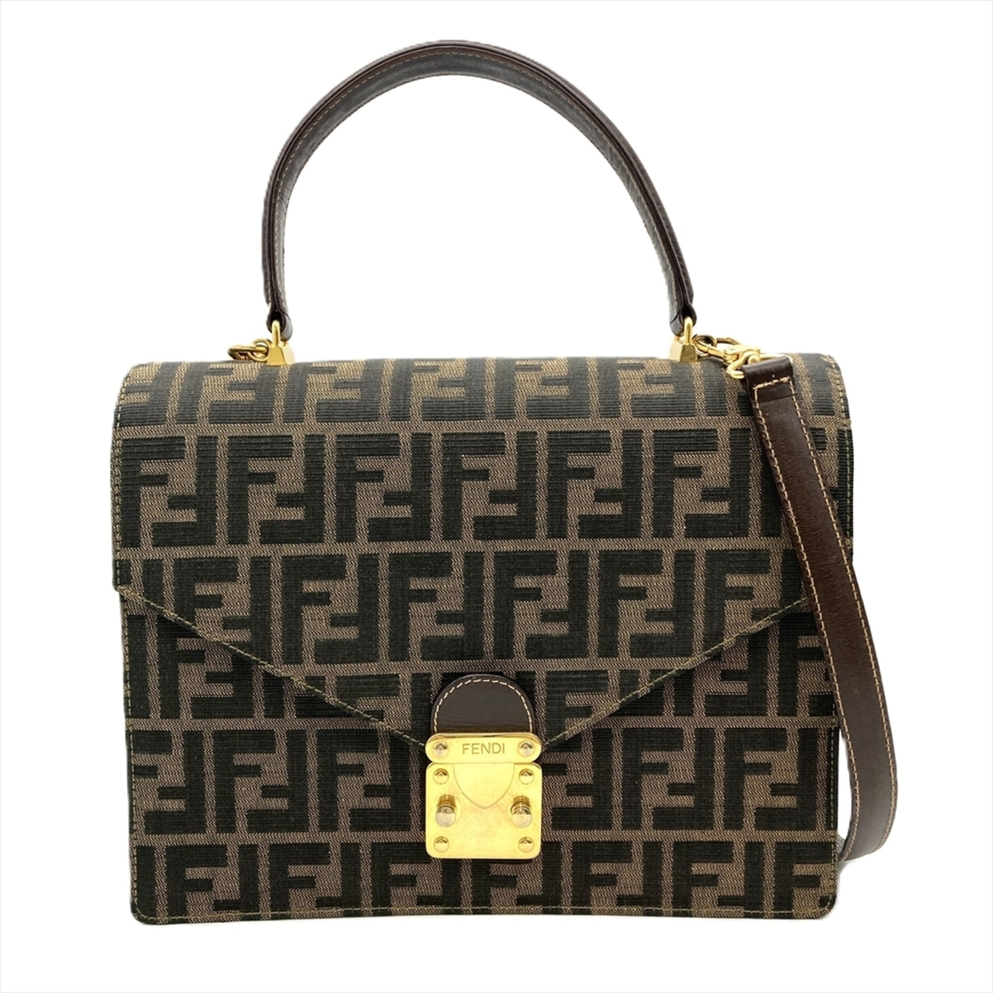 Fendi Brown Canvas Shoulder Bag (Pre-Owned)