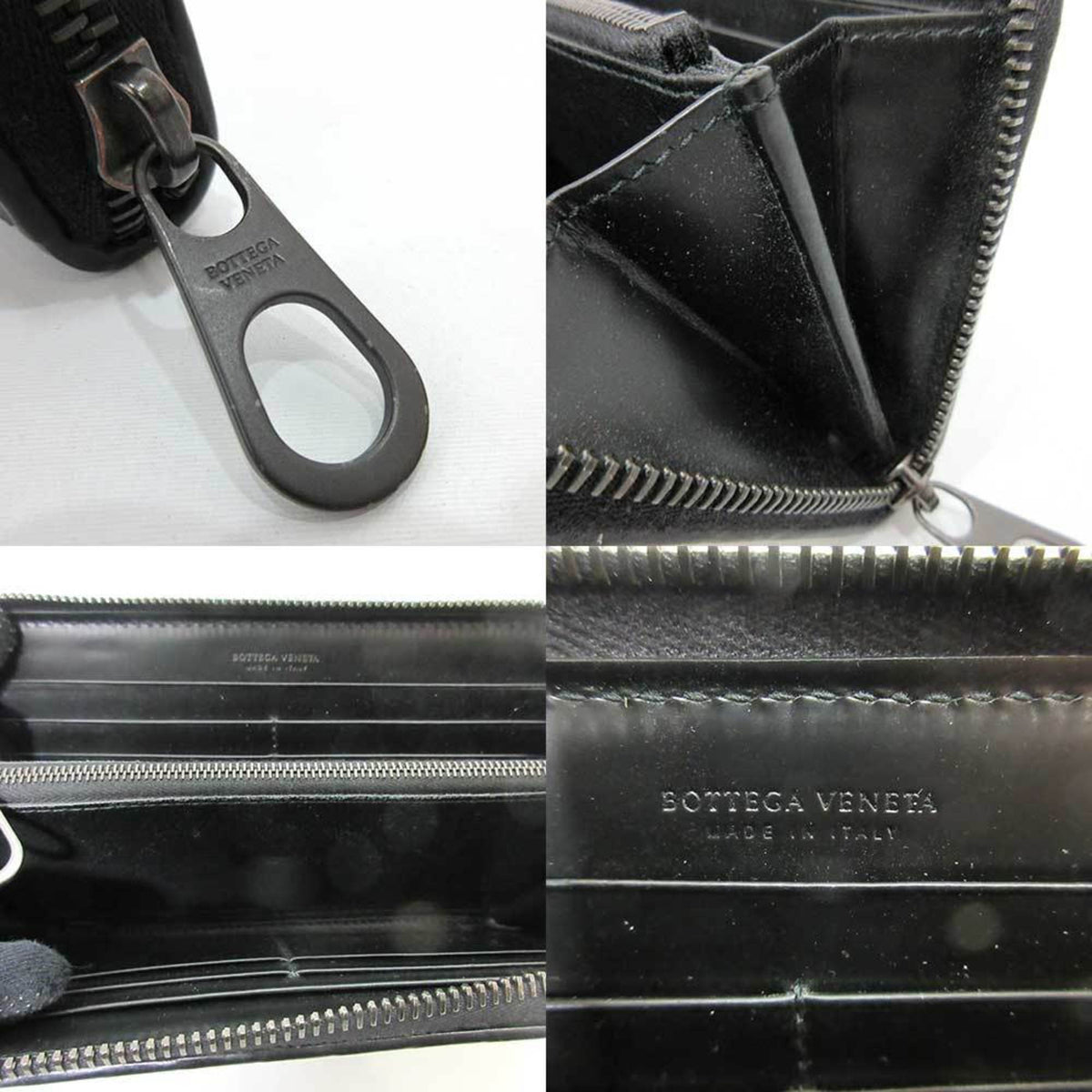 Bottega Veneta Intrecciato Black Leather Long Wallet (Bi-Fold) (Pre-Owned)