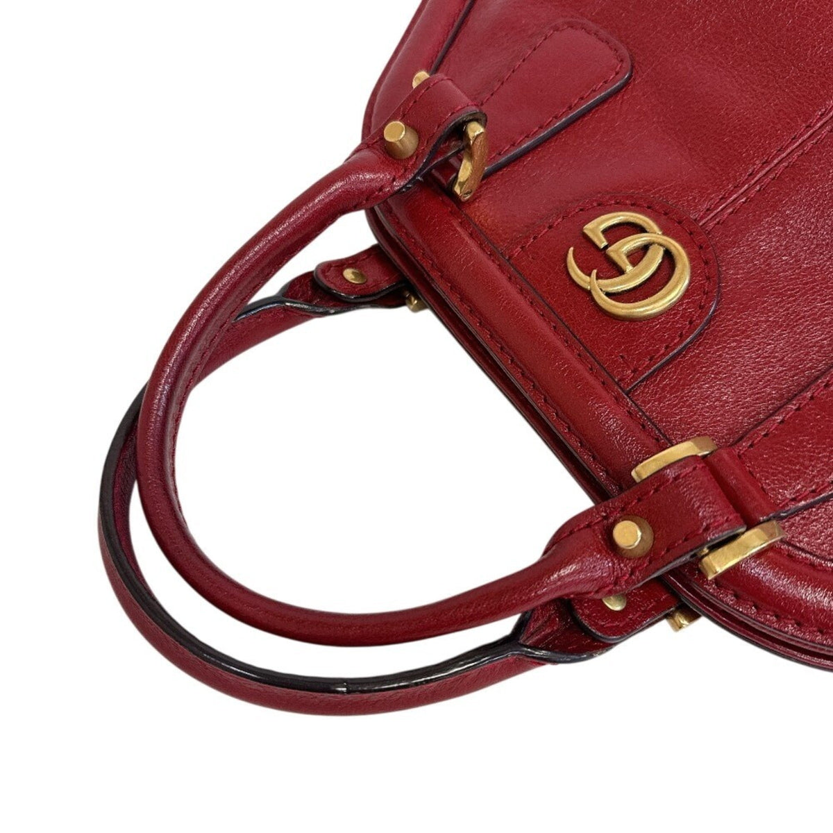 Gucci Red Color Leather Handbag (Pre-Owned)