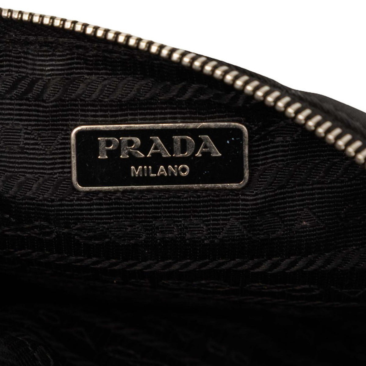 Prada Black Multi-Color Nylon Leather Handbag Pouch (Pre-Owned)