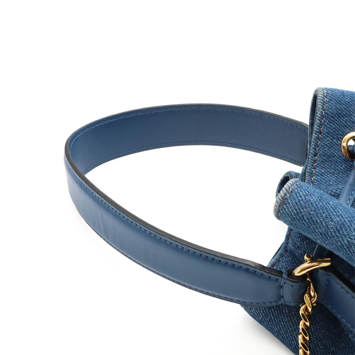 Versace Blue Denim Handbag Shoulder Bag (Pre-Owned)