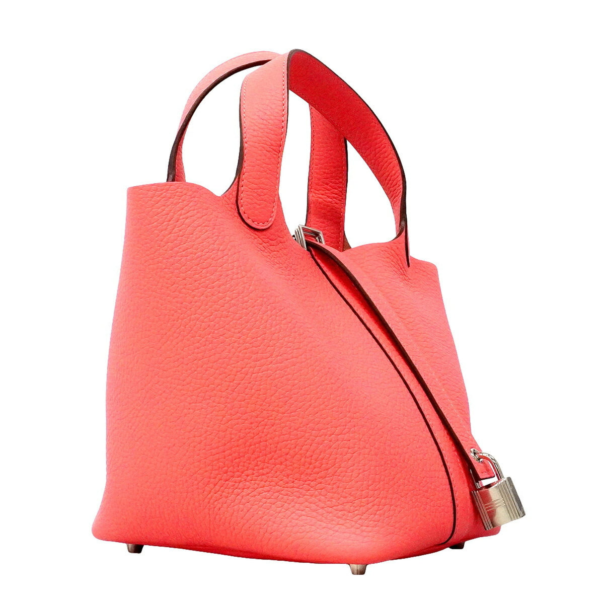 Hermes Rose Azalee Taurillon Clemence Leather Handbag (Pre-Owned)