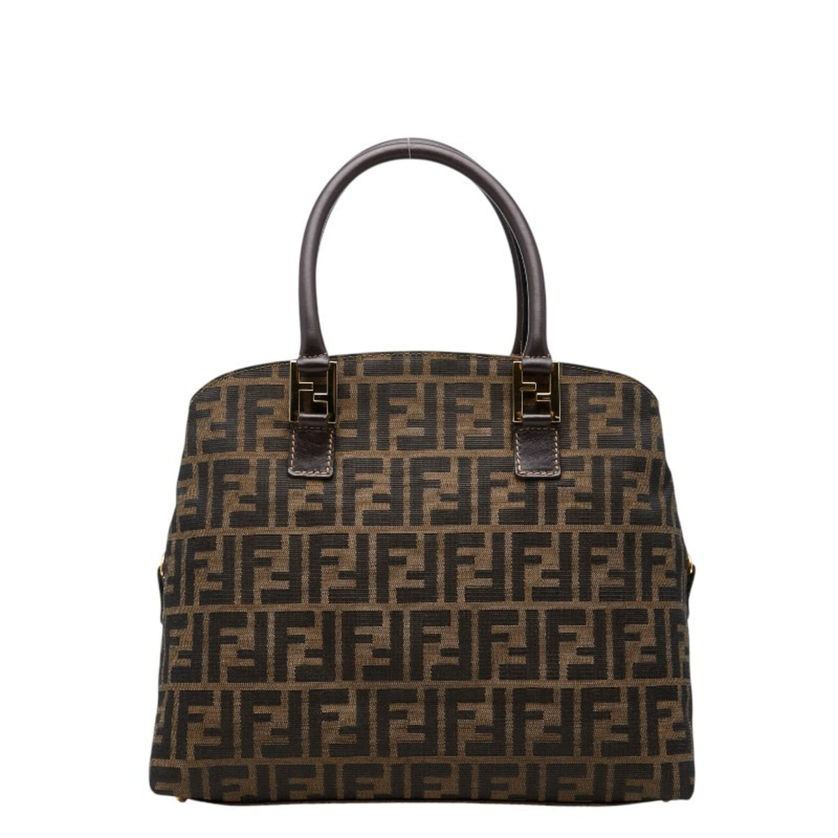 Fendi Beige Black Canvas Handbag (Pre-Owned)