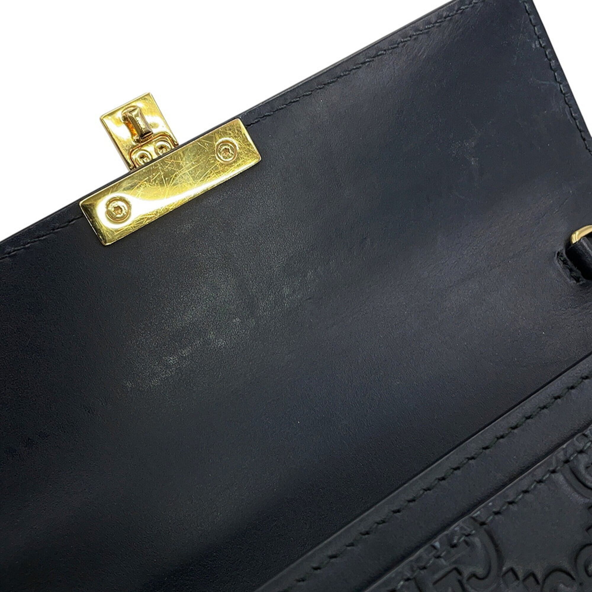 Gucci Black Gg Leather Chain/Shoulder Wallet (Pre-Owned)