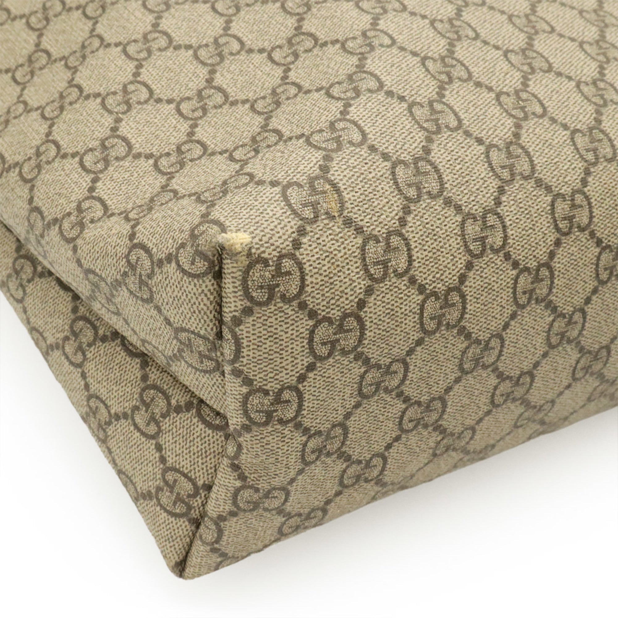 Gucci Beige Brown Gg Supreme Canvas Leather Shoulder Bag Tote Bag (Pre-Owned)