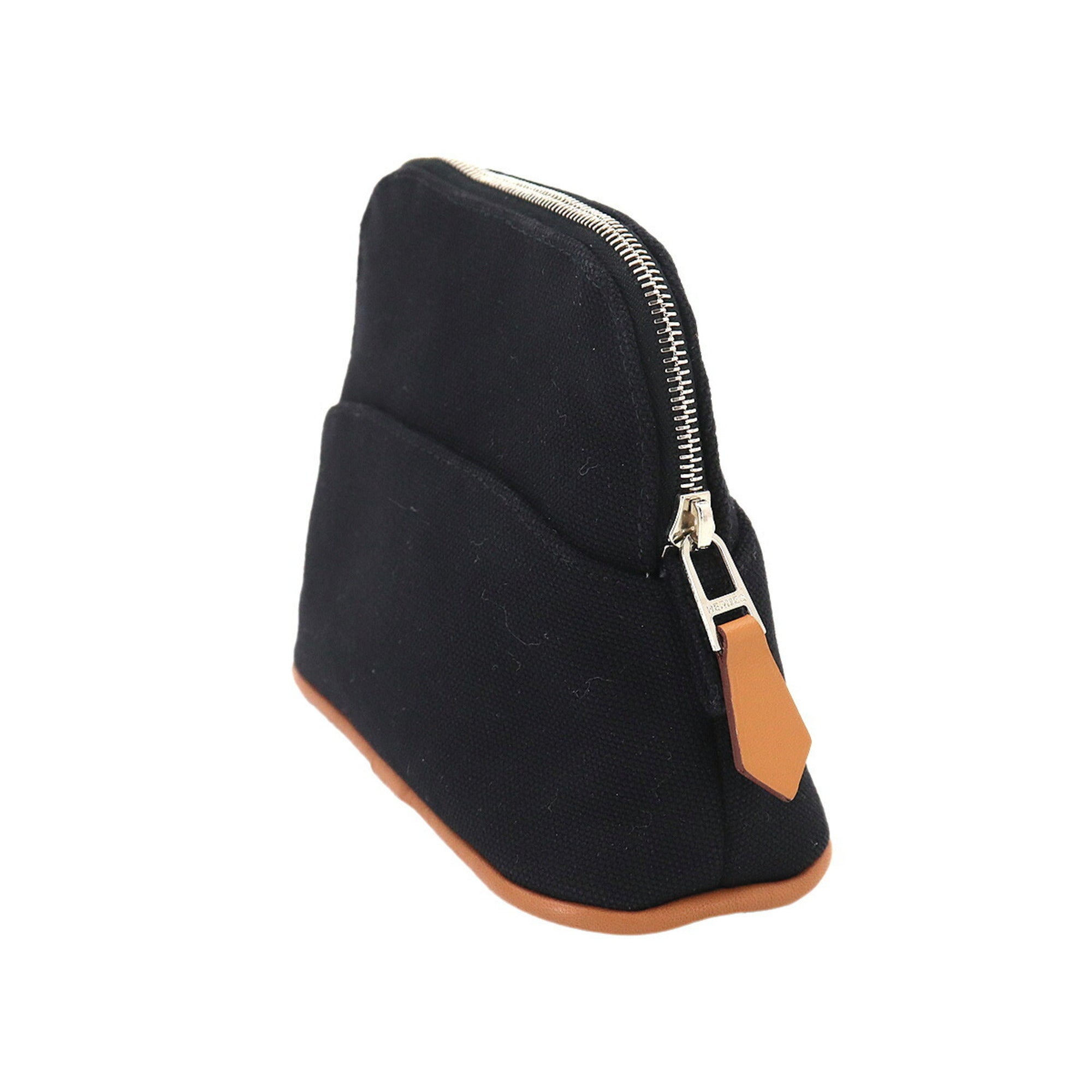 Hermes Black Cotton Canvas Leather Pouch (Pre-Owned)