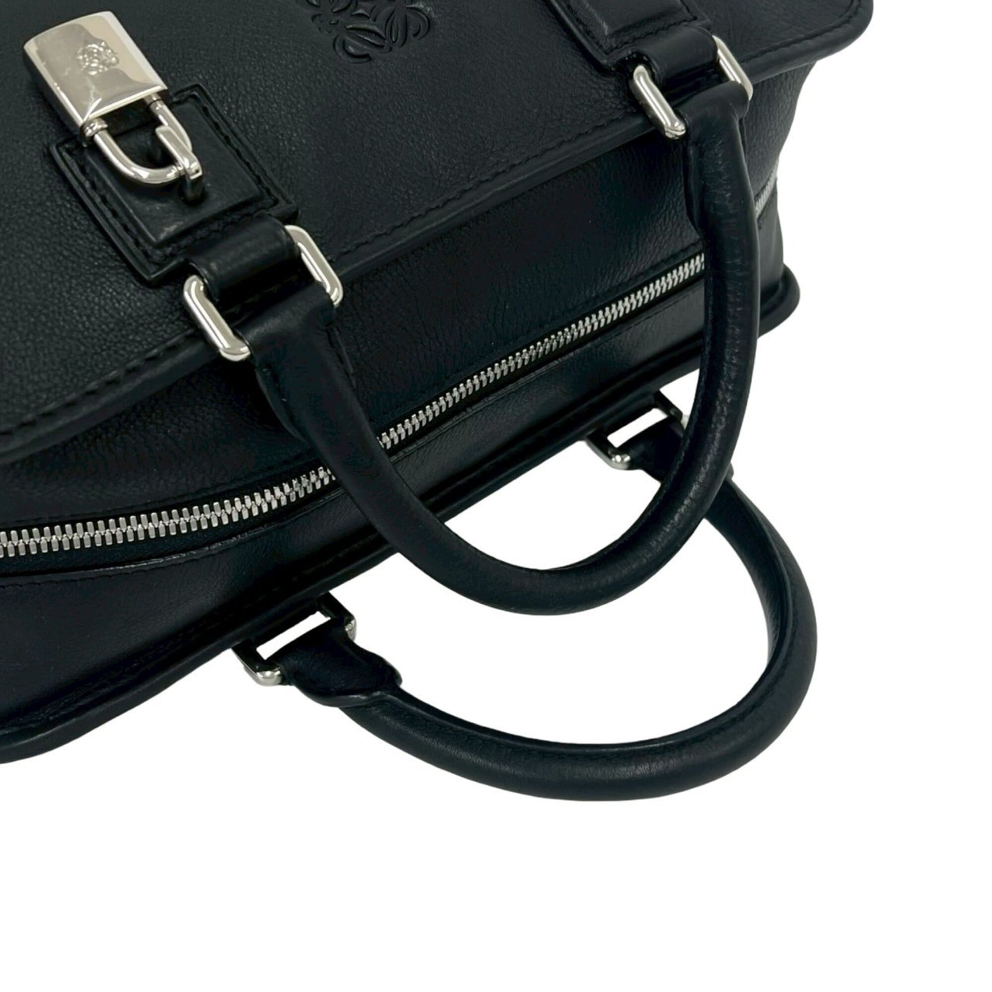 Loewe Black Leather Boston Bag Handbag (Pre-Owned)