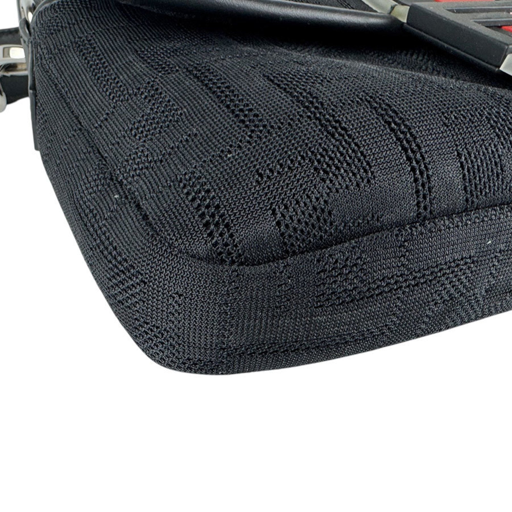 Fendi Black Red Color Fabric Rubber Shoulder Bag (Pre-Owned)